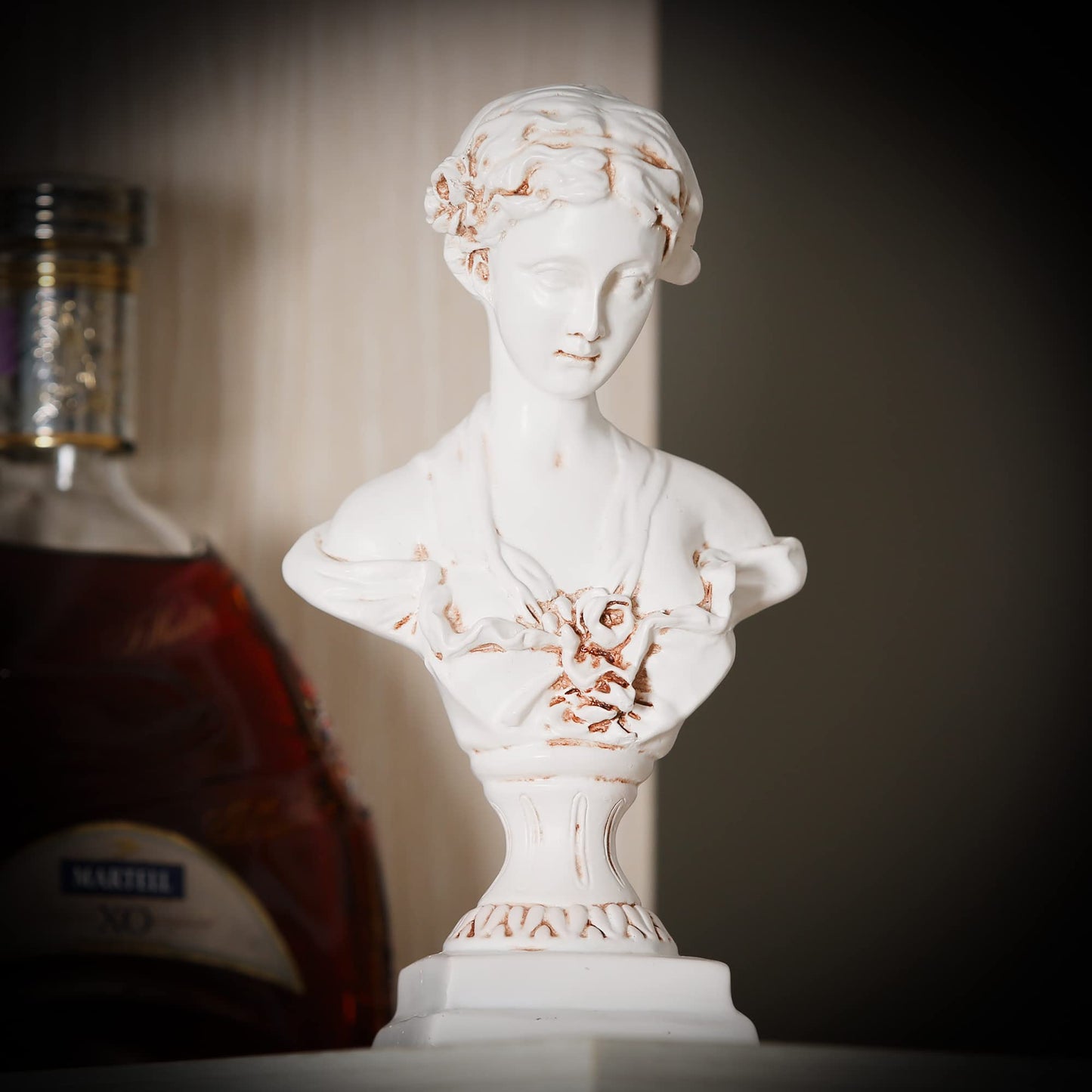 A.F.N.A.L Goddess Bust Statue Classical Tabletop Decoration Gift, Greek & Roman Mythology Indoor Decor for Home & Office, Replica Resin Minerva Sculpture Art, 8.7" H, Old Style