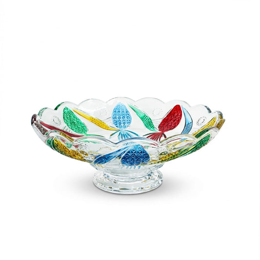 MAGCOLOR Large Hand Painted Colorful Pineapple shaped Crystal Glass Fruit Bowl,Oval Footed Decorative Bowl -11 inch