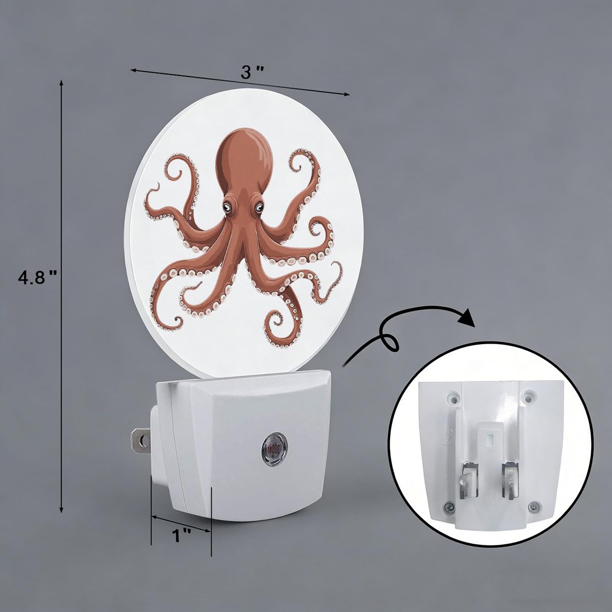 Vanphai Octopus Plug in Night Light Auto Light Round Lamps Energy Saving Gift for Women Men Friends