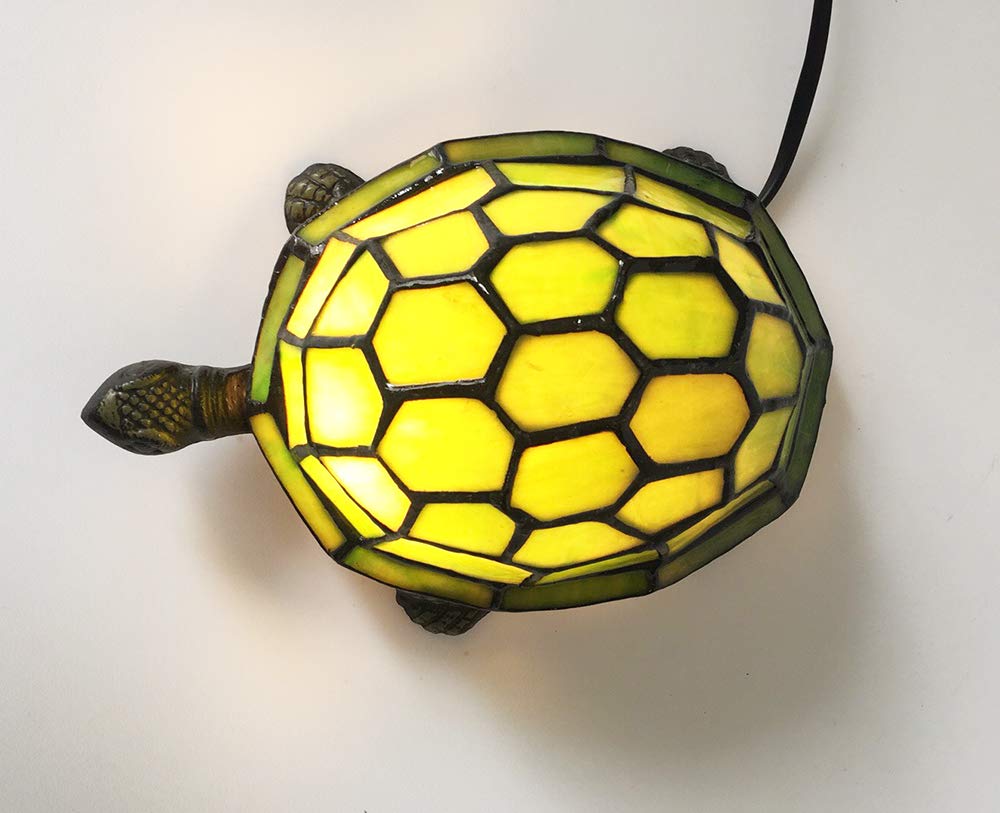 HUIMEIJU Tiffany Tortoise Night Light HMJ8049 Stained Glass Green Turtle Table lamp