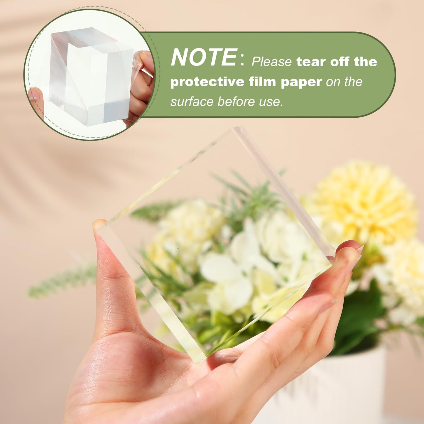 Remerry 4 Pieces 3 x 3 x 2 Acrylic Square Display Block Clear Polished Acrylic Cube Jewelry Stand Ring Showcase Display Holder Base