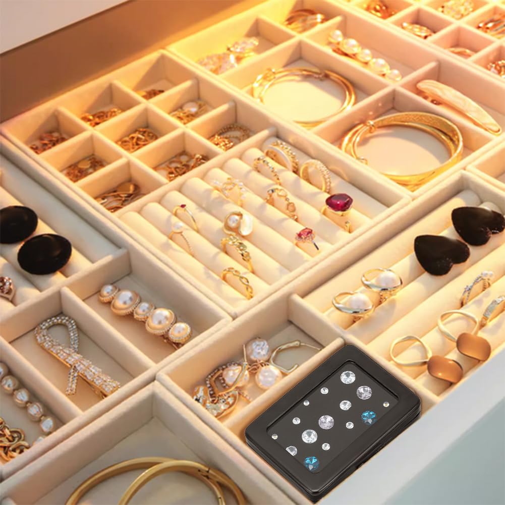PH PandaHall Diamond Storage Box Gem Display Case Gemstone Container Small Storage Box Jewelry Organizer with Velvet and Window for Collectibles Rhinestone Crystal Small Items Jewelry 3.1x2.3 inch
