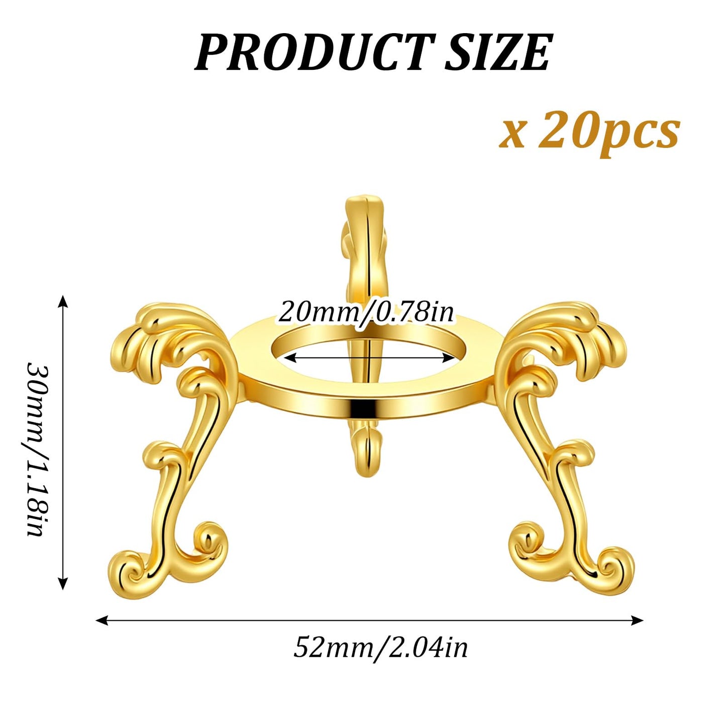 Douaowoc 20 Pcs Gold Crystal Ball Stand for Displaying Crystal Glass and Natural Rocks, Sphere Display Holder, for 40mm-80mm Sphere or Stone Air Fern Display Stand