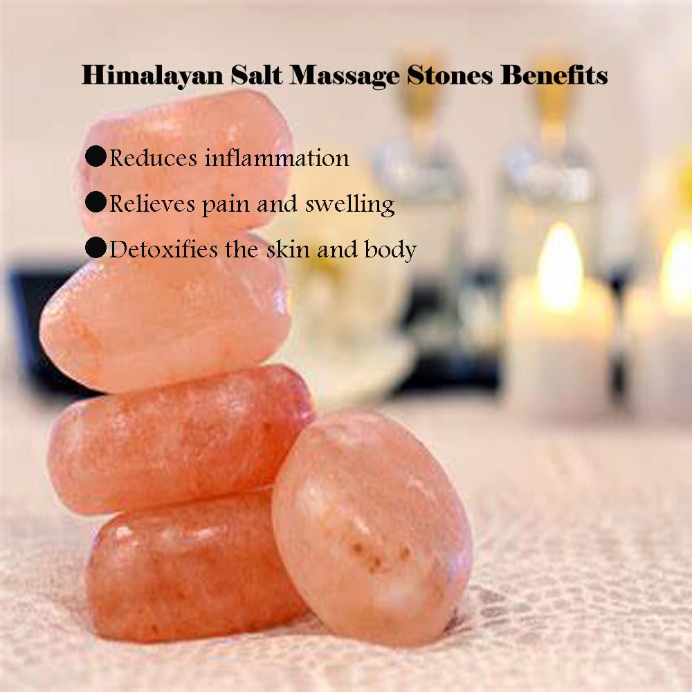 QYLHH 2 Pcs Himalayan Salt Hot Massage Stones Cold Stones Set Warm Rocks Kit for Facial SPA 3.14 * 3.14in