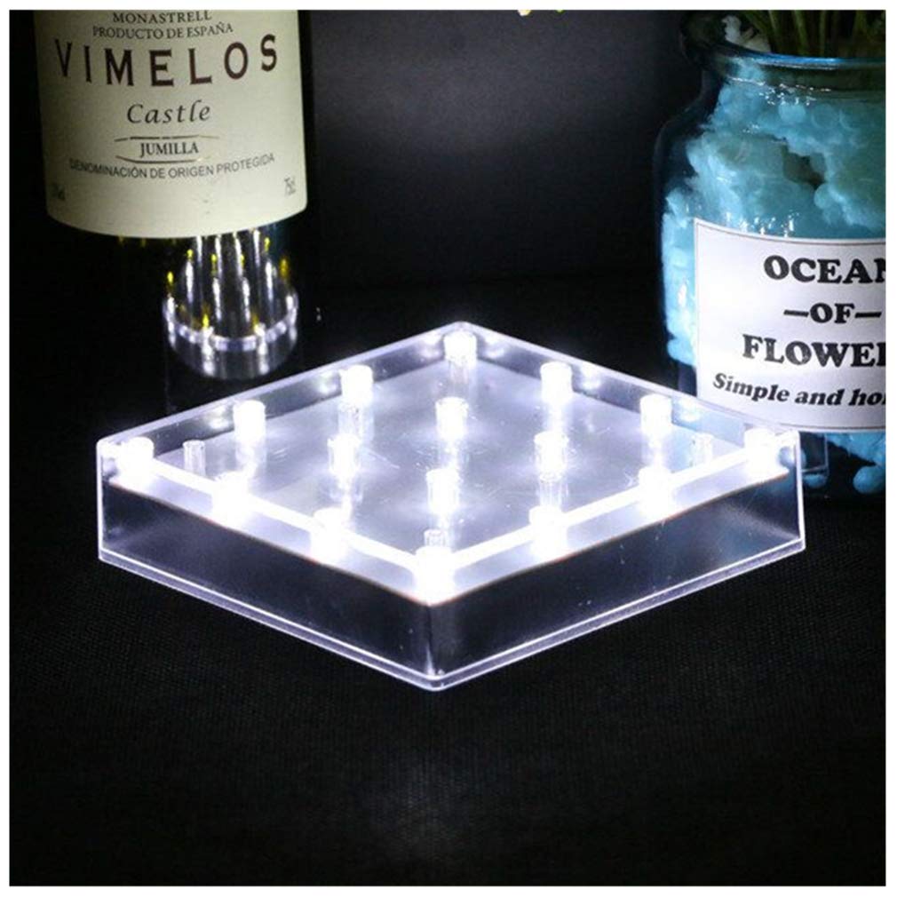 LARDUX Led Light Base - 5 inch Square Lights Display Stand for Effiel Tower Vase Crystal Glass Art LED Pedestal Base - Charging USB or Battery Powered