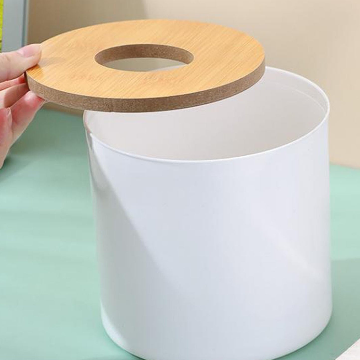 2PCS Modern Round Wooden Tissue Box Cover Holder. Modern Round Facial Tissue Dispenser Box with Cover for Bathroom Vanity Countertops Bedroom Dressers Stands Desks Tables 12.5 * 13.3in
