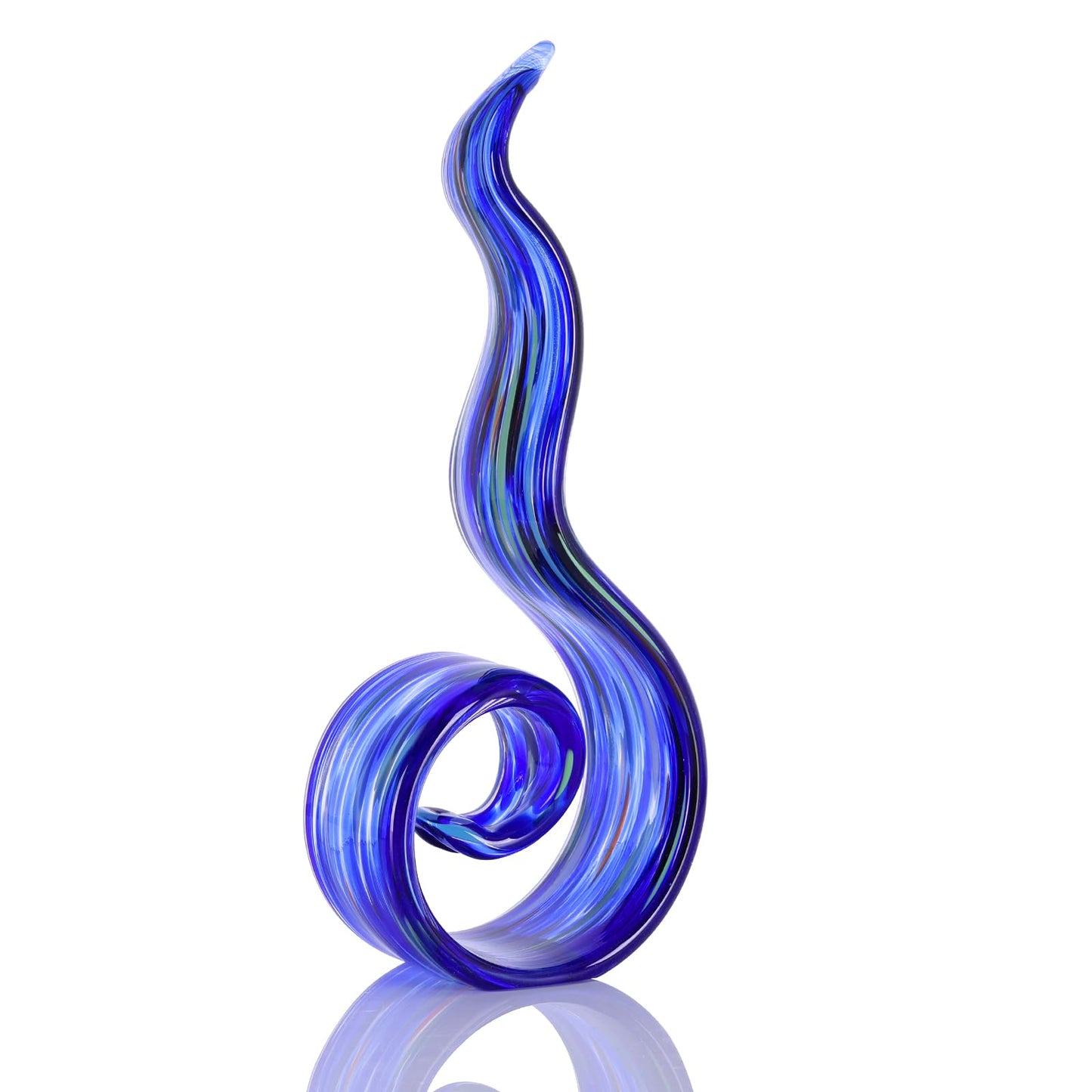 DOVDOV Hand Blown Glass Sculptures, Abstract Glass Figurines, Blue Glass Art Decorations Perfect for Decorating Coffee Tables, TV Stands, vanities, entryways, Offices, and Bookshelves.