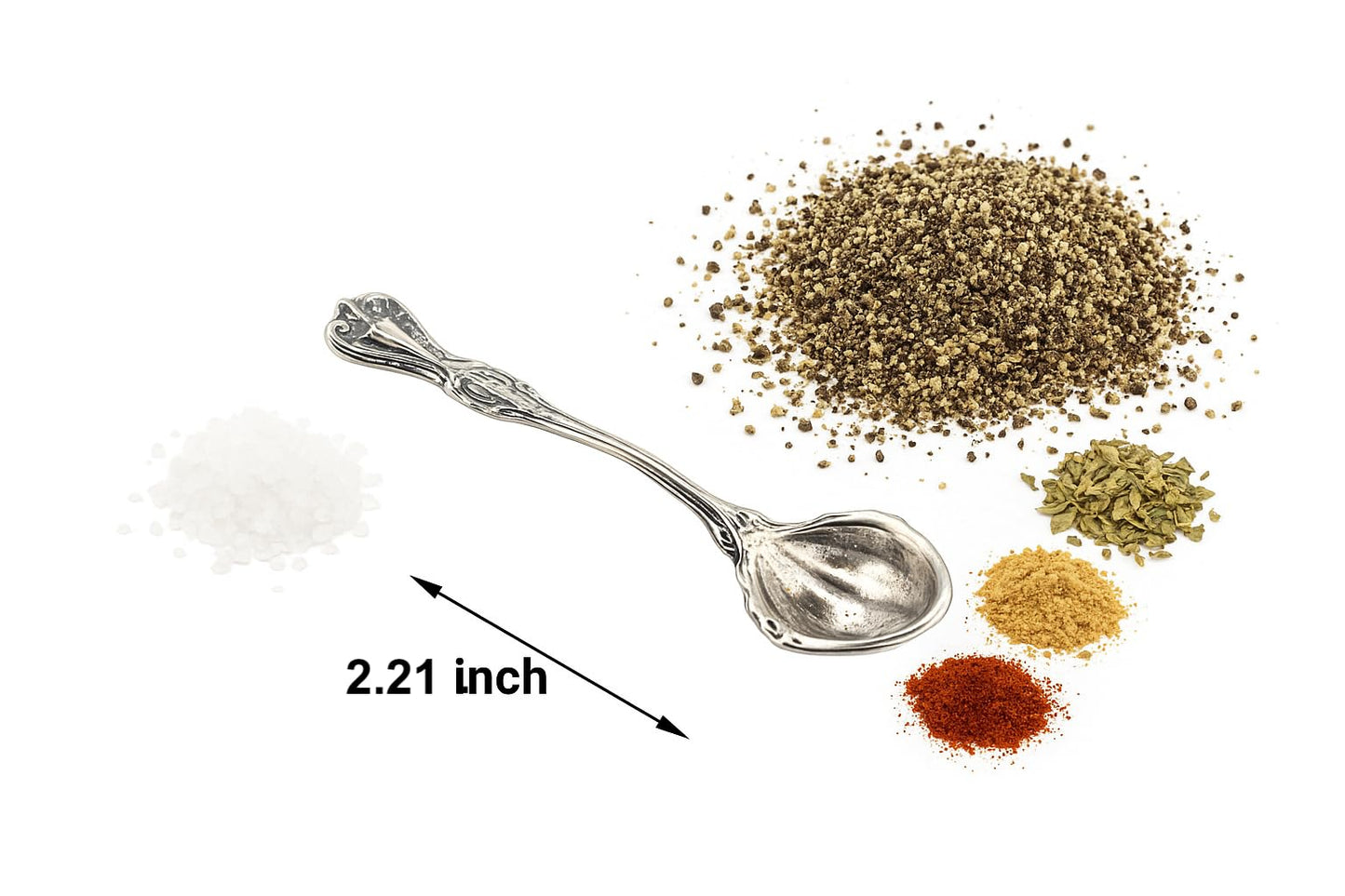 925 Sterling Silver Small Salt Spoon - Premium Quality 2.2" Pearl Bowl Spoon - Beautiful Flower Designed Handle - Gift for Culinary Enthusiasts