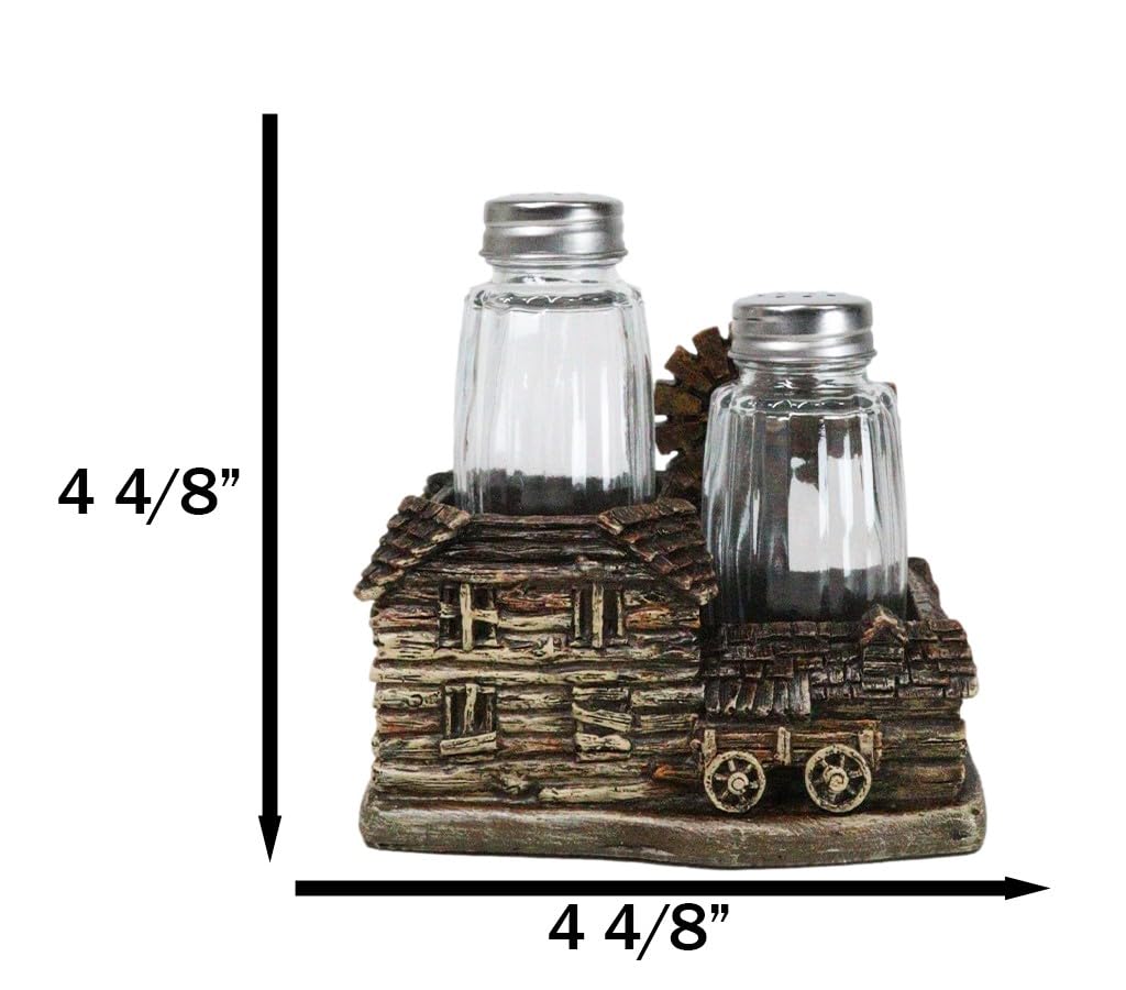 Ebros Gift Country Western Farmhouse Barn With Windmill And Wagon Salt And Pepper Shakers Holder Figurine Set Rustic Ranch Decor Sculpture