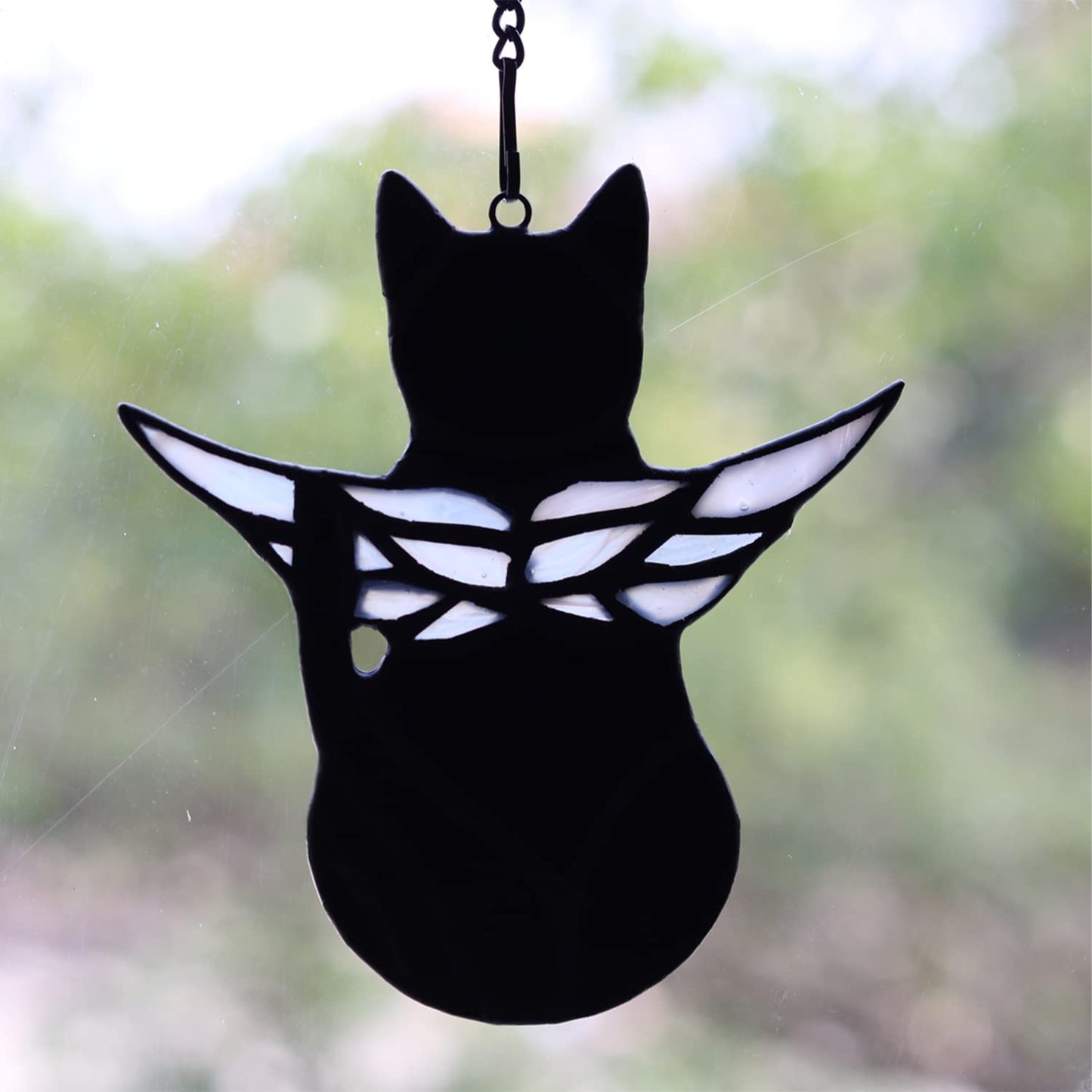 BOXCASA Black Cat Memorial Gifts for Loss of Cat Stained Glass Suncatcher