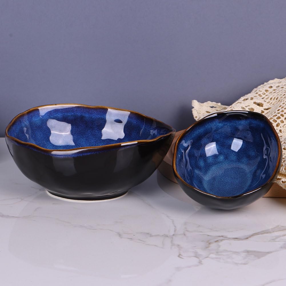 6" Blue Ceramic Decorative Bowl, Entryway Table Decor Pottery Key Bowl, Candy Dish, Salad Bowl, Blue Decor Small Jewelry Trinket Dish for Bedroom, Centerpiece, Bedside Table, Living Room Decorative
