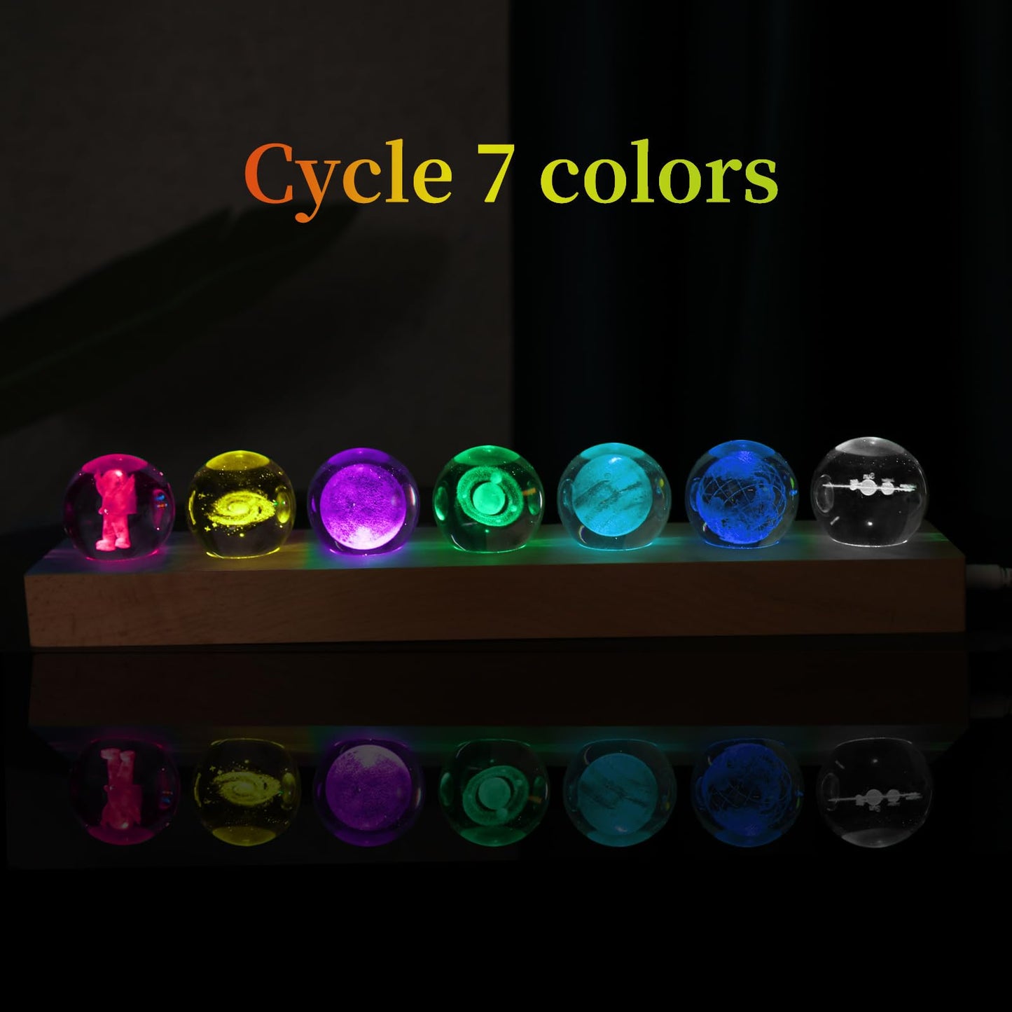 Dokscdlo 3D Crystal Solar System Crystal Ball with Led Lamp Base Galaxy Jupiter Saturn Moon Earth Solar System Space Astronomy Planets Globe Ball Astrophysics Gift Night Light Kids Adults Gift