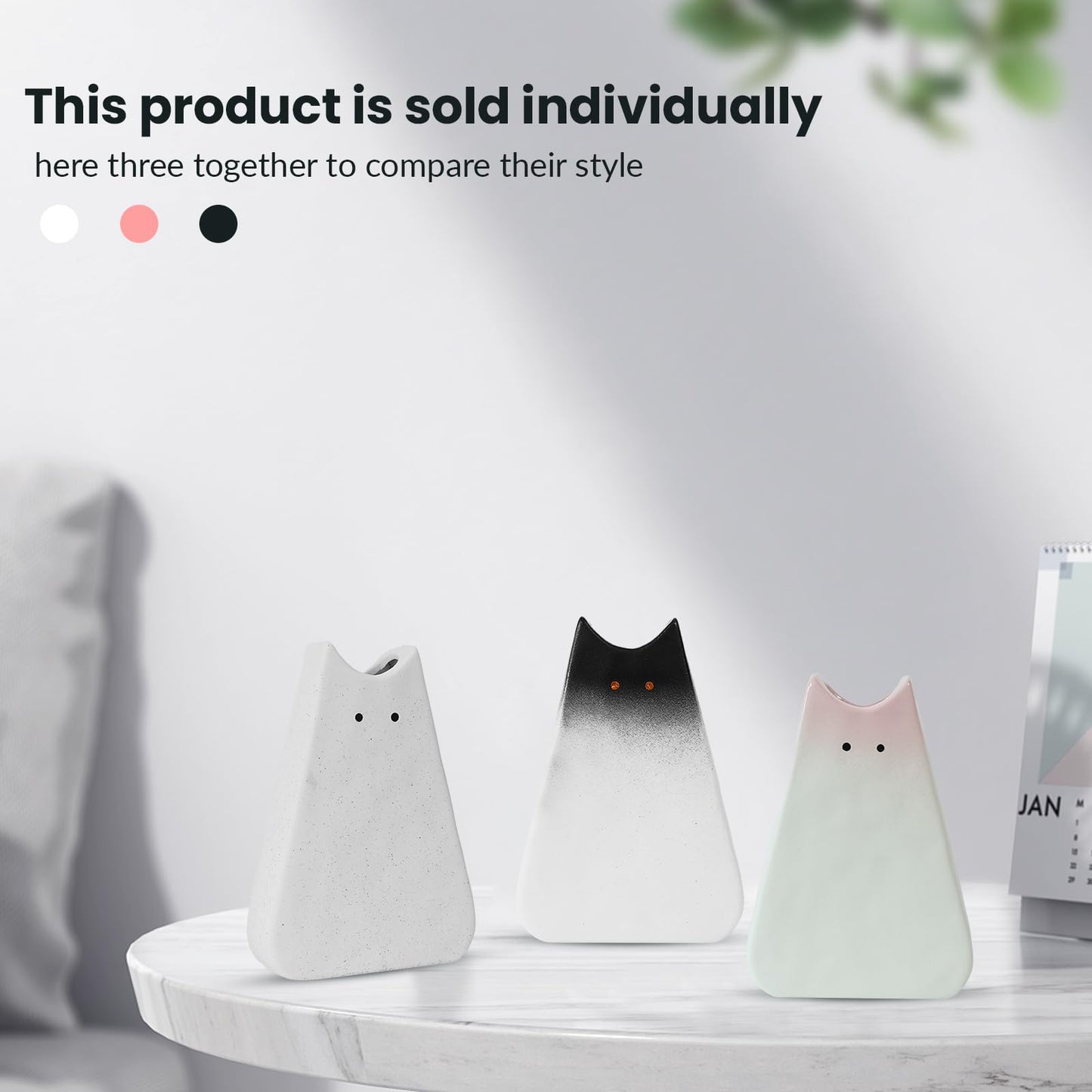 NierNika Adorable White Cat Vase - Modern, Simple & Creative Ceramic Flower Vase, Perfect Unique Gift for Girls, Women, Mothers & Cat Lovers - Ideal for Home Decor