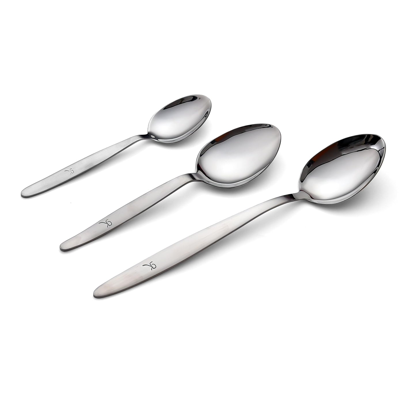 BNAZIND Chef Kunz Spoon |3-Pack| 18/10 Stainless Steel Solid Serving Spoon Set | Cooking Spoons for Basting, Plating, Quenelle (Extra Large Medium and Small, Kunz Regular spoon set (3 piece)