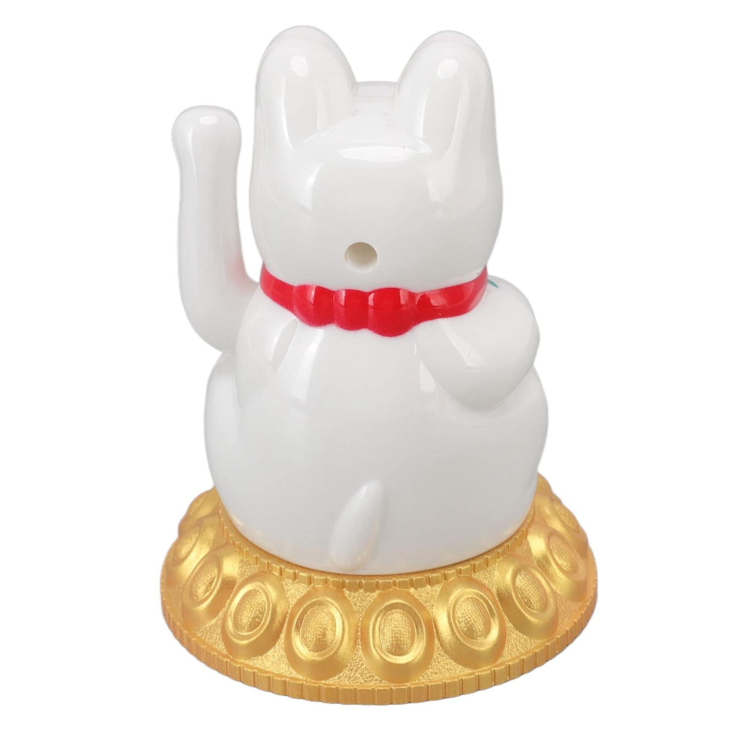 Tiiyee Chinese Lucky Cat, Waving Arm Maneki Neko Figurine Solar Powered Fortune Beckoning Cat Statue Decorations for Feng Shui Welcoming Home Car Business Openings Front Desk Ornaments (White)