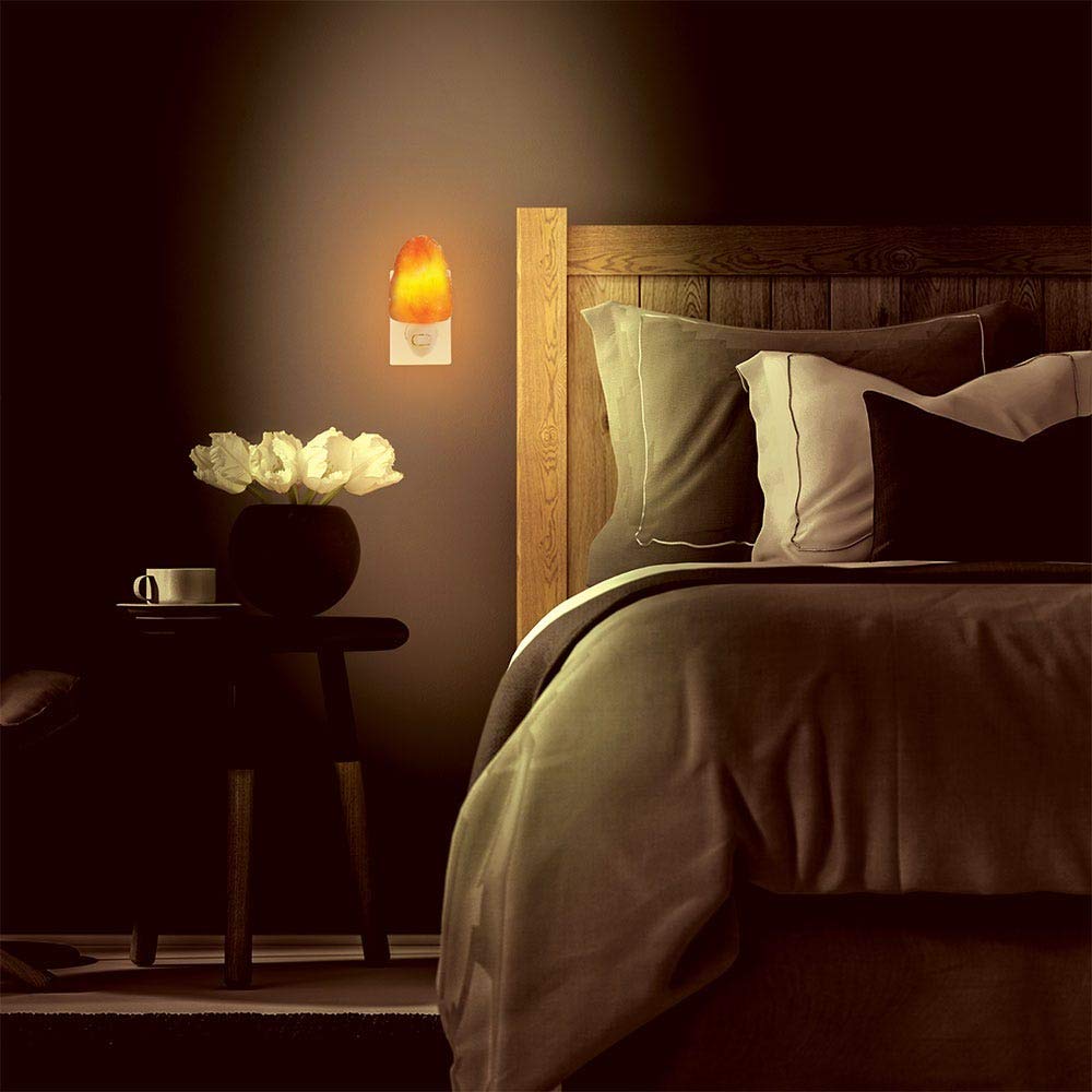 Pure Himalayan Salt Works 100% Natural Himalayan Night Light, Natural Cut Salt Stone with 360° Rotating Wall Plug, Includes Night Light Bulb, 2” Round x 3.9” H