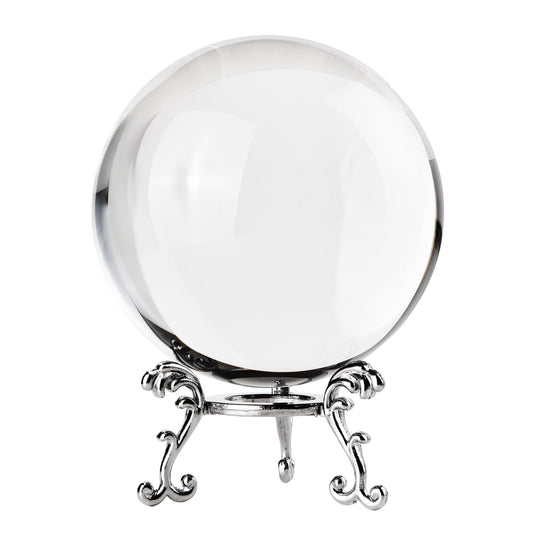 80mm Clear Crystal Ball with Stand, Photography Lensball Prop for Magical Shots, Optical Glass Sphere Decorative Balls Gifts for Meditation Divination