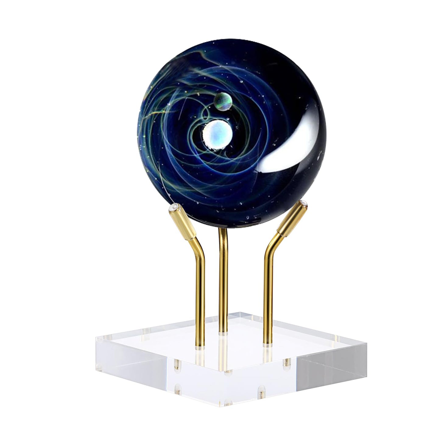 Hipiwe Gold Metal Arm Display Stand Easel with Acrylic Base Decorative Display Easel Holder for Sphere Crystal Ball Eggs Mineral Geodes Rock Seashell, X- Large