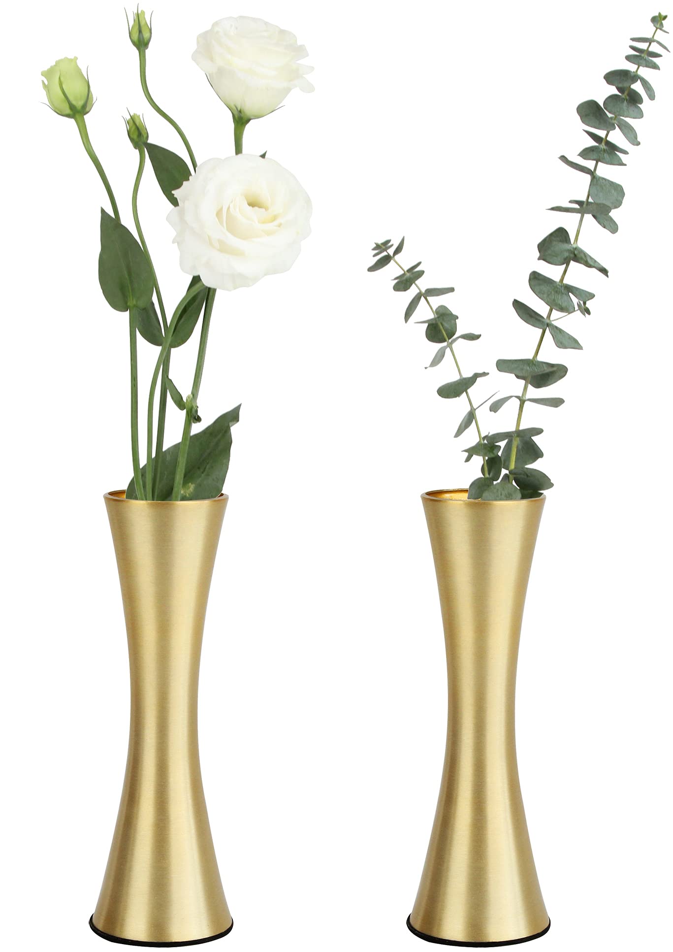 Vixdonos 6.7 inch Brass-Toned Metal Vase Small Dried Flower Vase Set of 2 Modern Decorative Vase for Home Decor, Wedding or Gift(Gold)