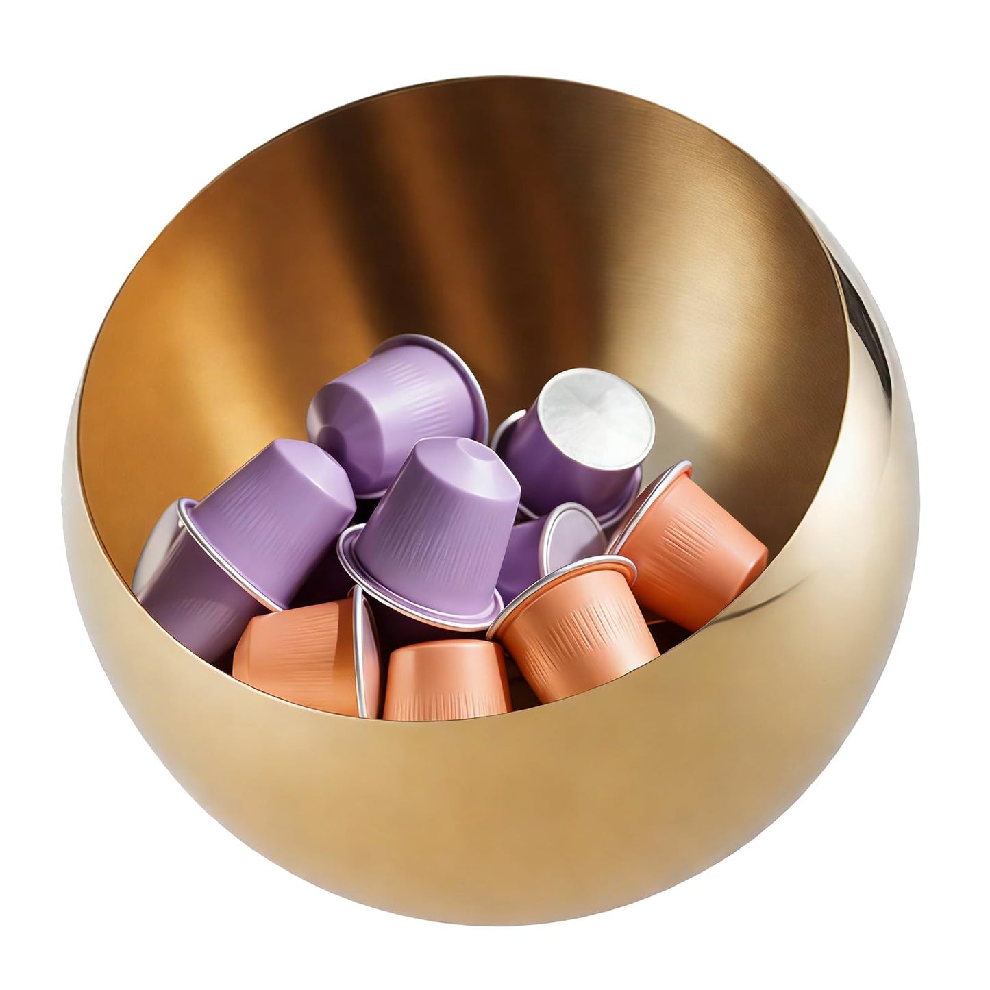 GYYVES Slim Stainless Steel Coffee Pod Holder - High-Capacity Minimalist Organizer to Declutter Your Espresso Pods - For an Organized Coffee Bar (Gold, M)