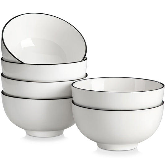 MALACASA Porcelain Soup Bowls, White Ceramic Cereal Bowls for Kitchen, Dishwasher and Microwave Safe, Series Regular 26Oz