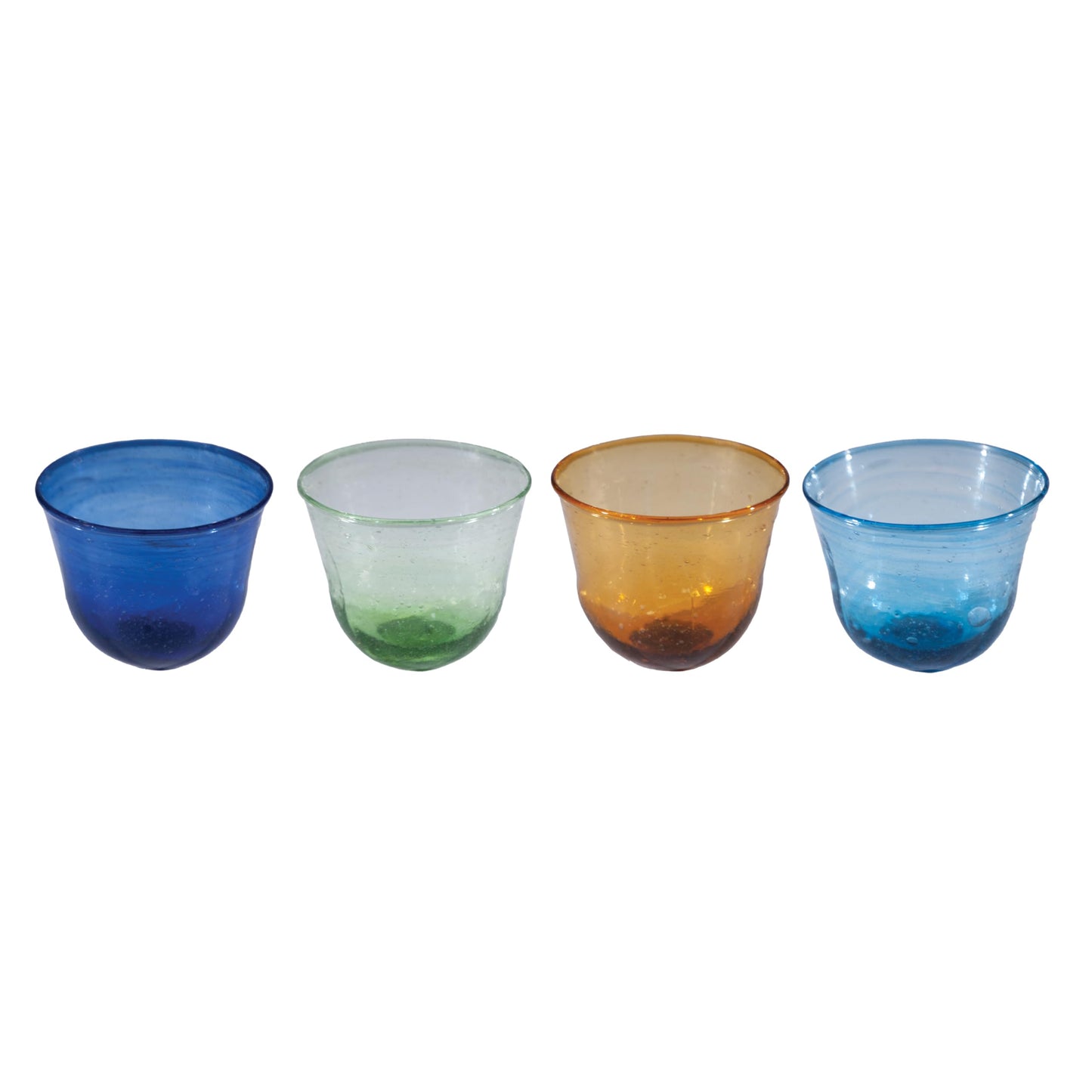 Creative Co-Op 12-Piece Hand-Blown Seeded Bowl/Drinking Glass, Multicolor