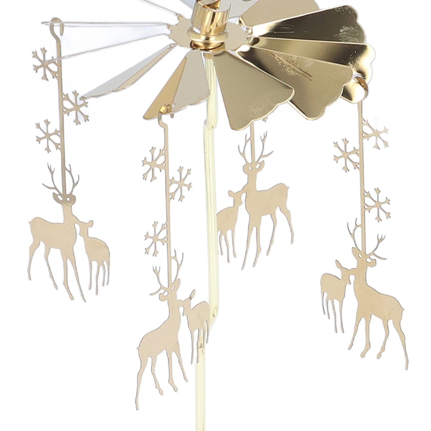 Candle Holder Round Triangle Candle Holder Rotating Candle Holder Tray Rotating Aromatherapy Wind Chime Candle Holder (Golden Snowflake Deer (No Candle Cup))