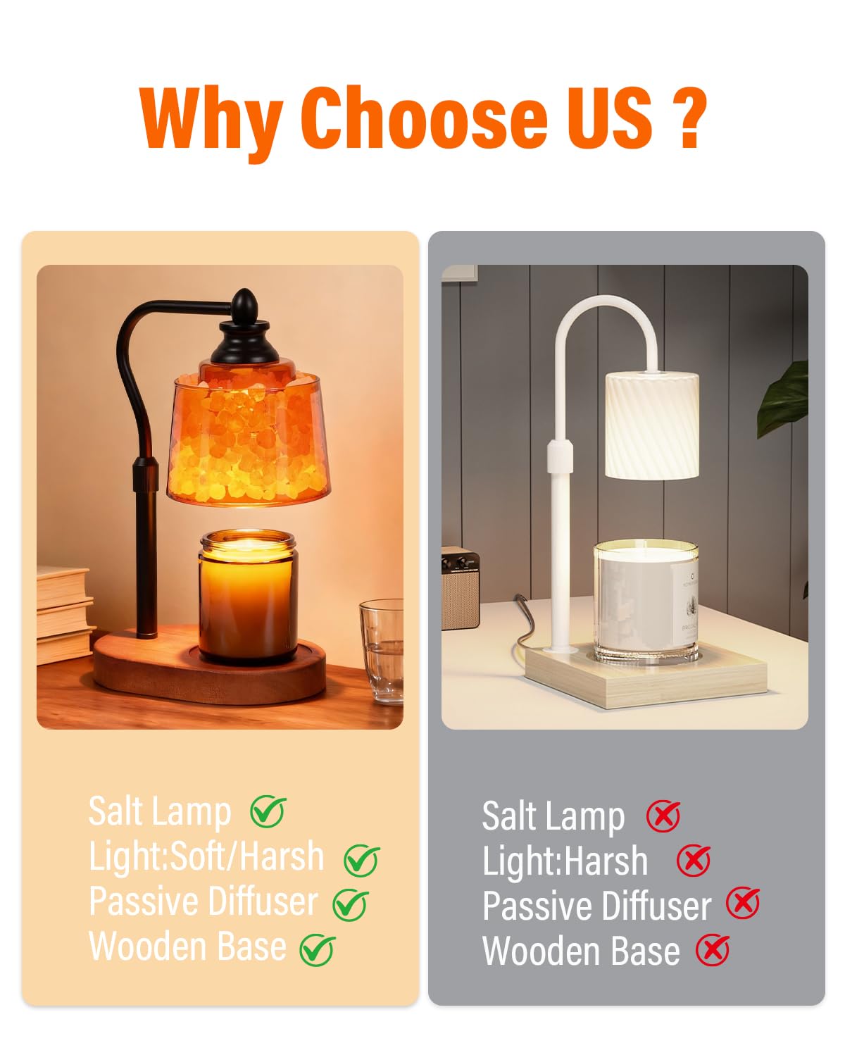 ZAXLZMHSD 3-in-1 Candle Warmer Lamp with Timer Dimmable, Himalayan Salt Lamp & Passive Diffuser, Gifts for Women, House Warming Gifts, Wax Melt Warmer for Jar Candles (Black)