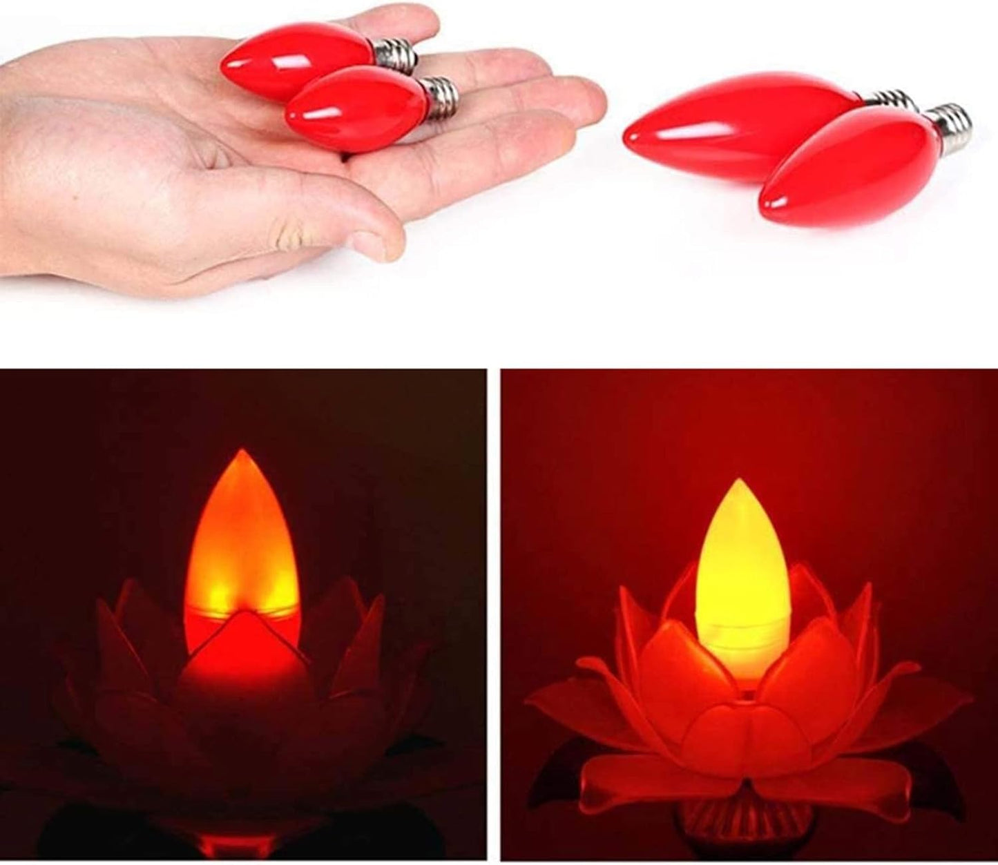 Minsily 16 Pack Red C7 LED Candelabra Light Bulbs 1W C7 Replacement Light Bulbs 8W Equivalent Mini E12 LED Decorative Bulb Candle Bulbs 110V Night Light Salt Lamp for Christmas Holiday Patio Decor