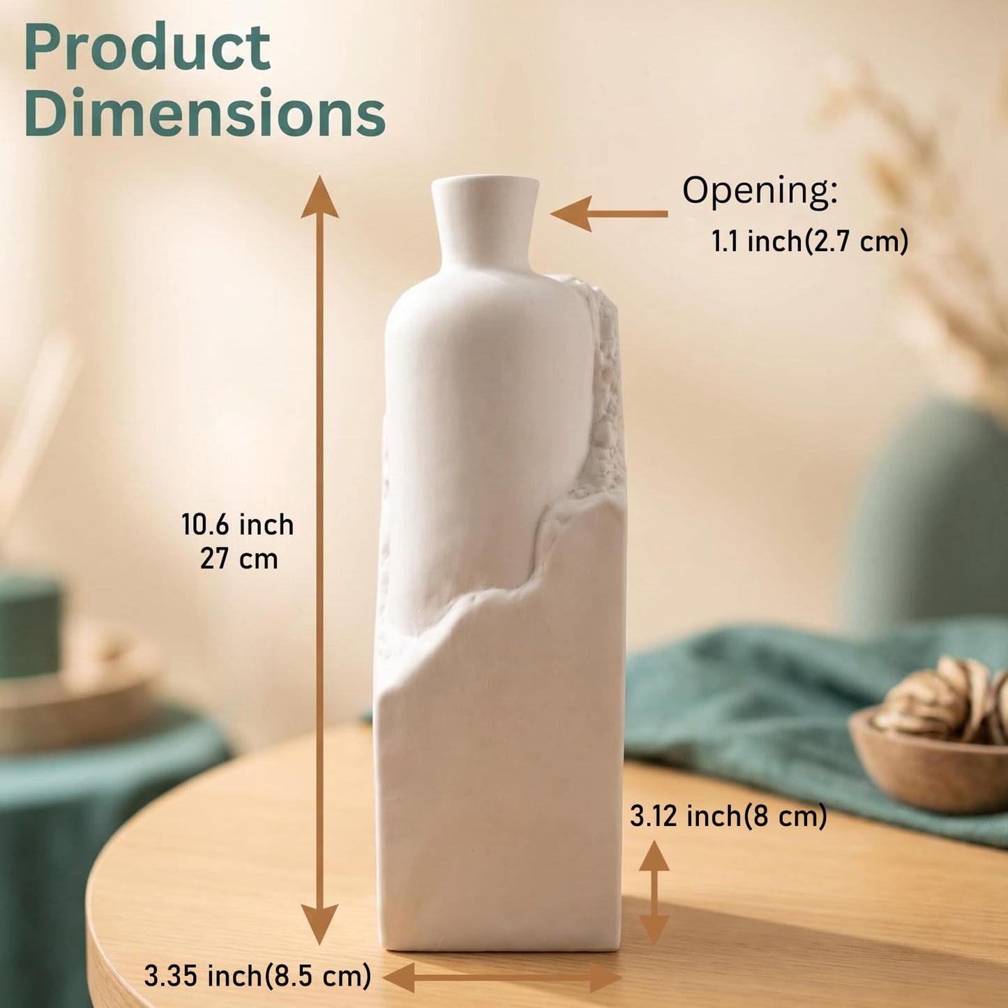 Ceramic Flower Vase 10.63″ Tall for Home Decor Living Room Office