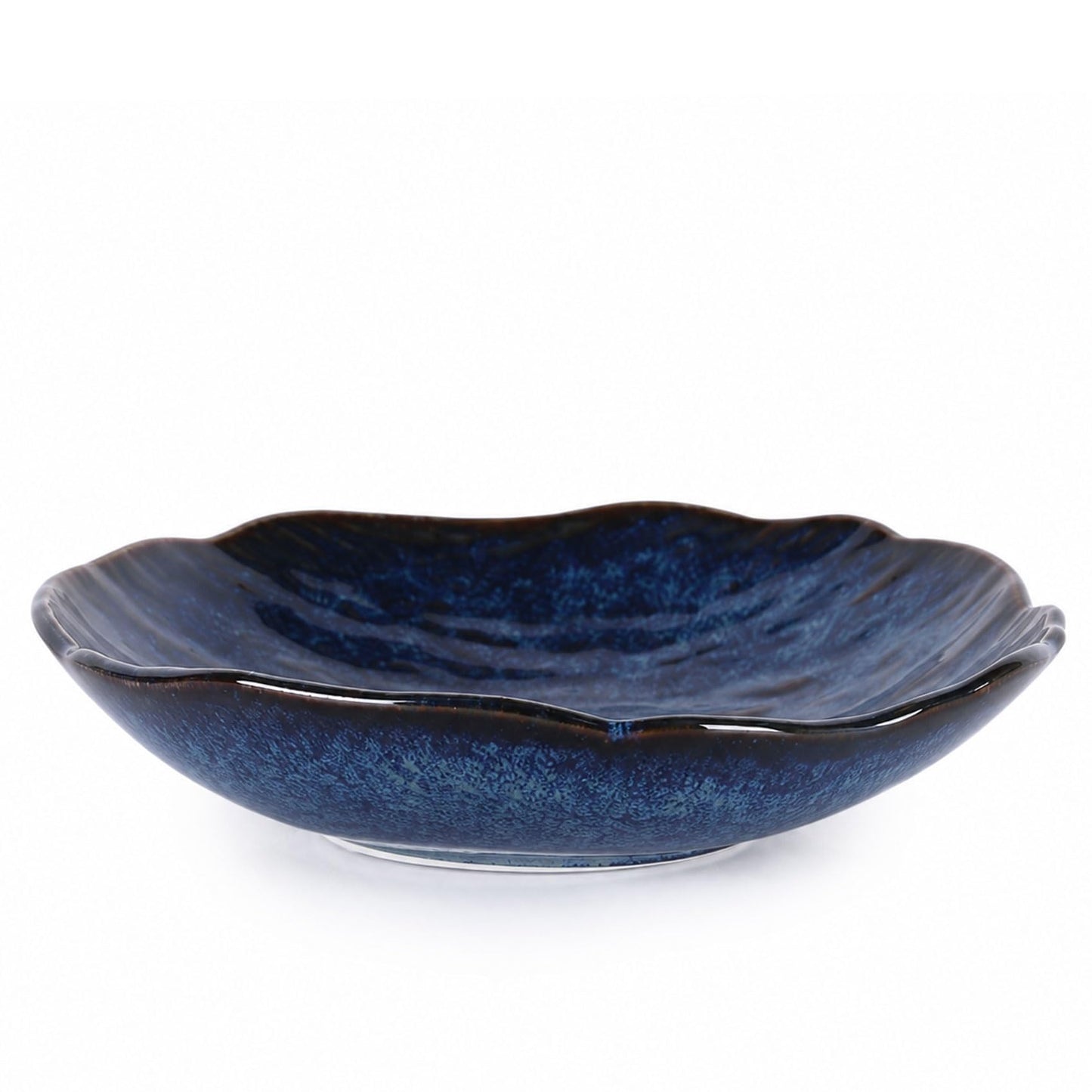 10.8" Blue Candy Dish, Navy Blue Decorative Bowl, Large Glazed Blue Pottery Bowl, Candy Bowl for Office Desk, Key Bowl for Entryway Table, Fruit Bowl Centerpiece for Coffee Table Living Room Decor