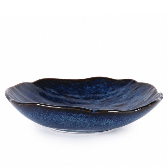 10.8" Blue Candy Dish, Navy Blue Decorative Bowl, Large Glazed Blue Pottery Bowl, Candy Bowl for Office Desk, Key Bowl for Entryway Table, Fruit Bowl Centerpiece for Coffee Table Living Room Decor