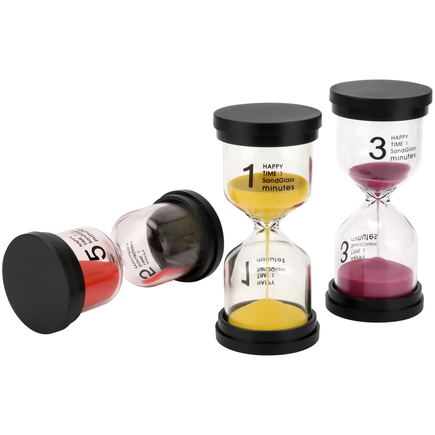 HOZEON 8 Pack Sand Timer Set, Plastic Hourglass Sand Timer, Colorful Sandglass Hourglass Sand Clock for Classroom, Office, Kitchen, Home, 1/3/5/10/15/30/45/60 Mins