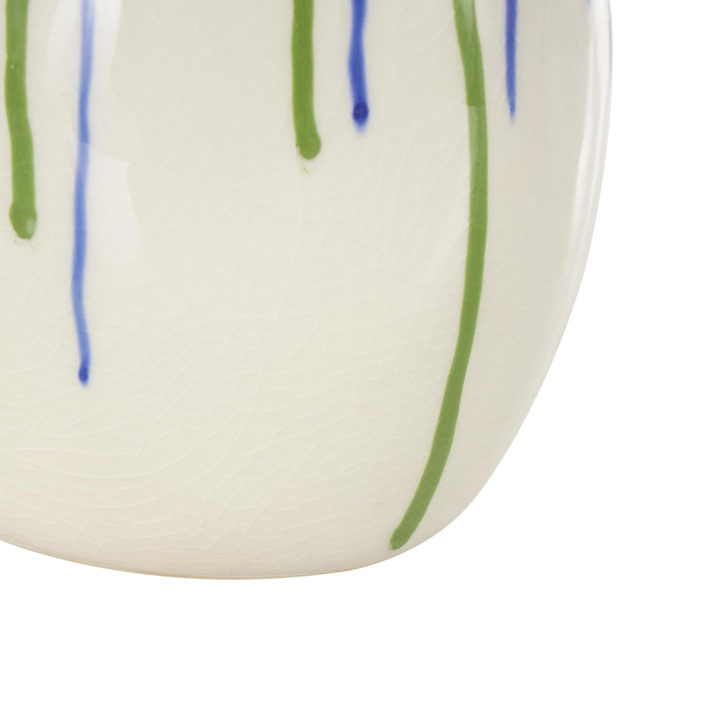 Deco 79 Ceramic Abstract Decorative Vase Centerpiece Vases with Green and Blue Drip Design and Handle, Flower Vases for Home Decoration 9" x 8" x 11", White