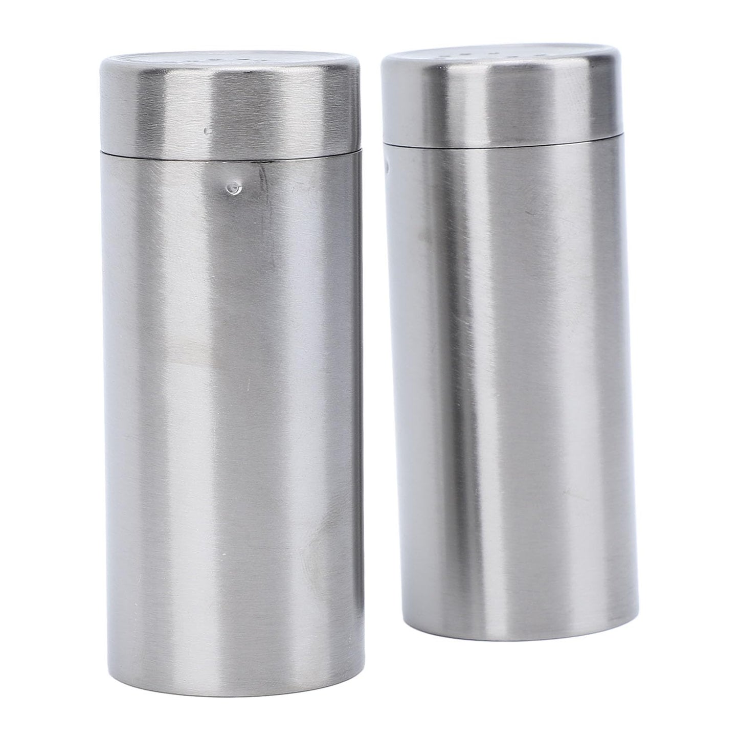 2 Pack Salt and Pepper Shakers Set, Stainless Steel Salt Pepper Shaker Seasoning Bottles with Perforated "S" and "P" Caps, Dining Table Silver Shakers for Home Cooking Restaurants Bar BBQ