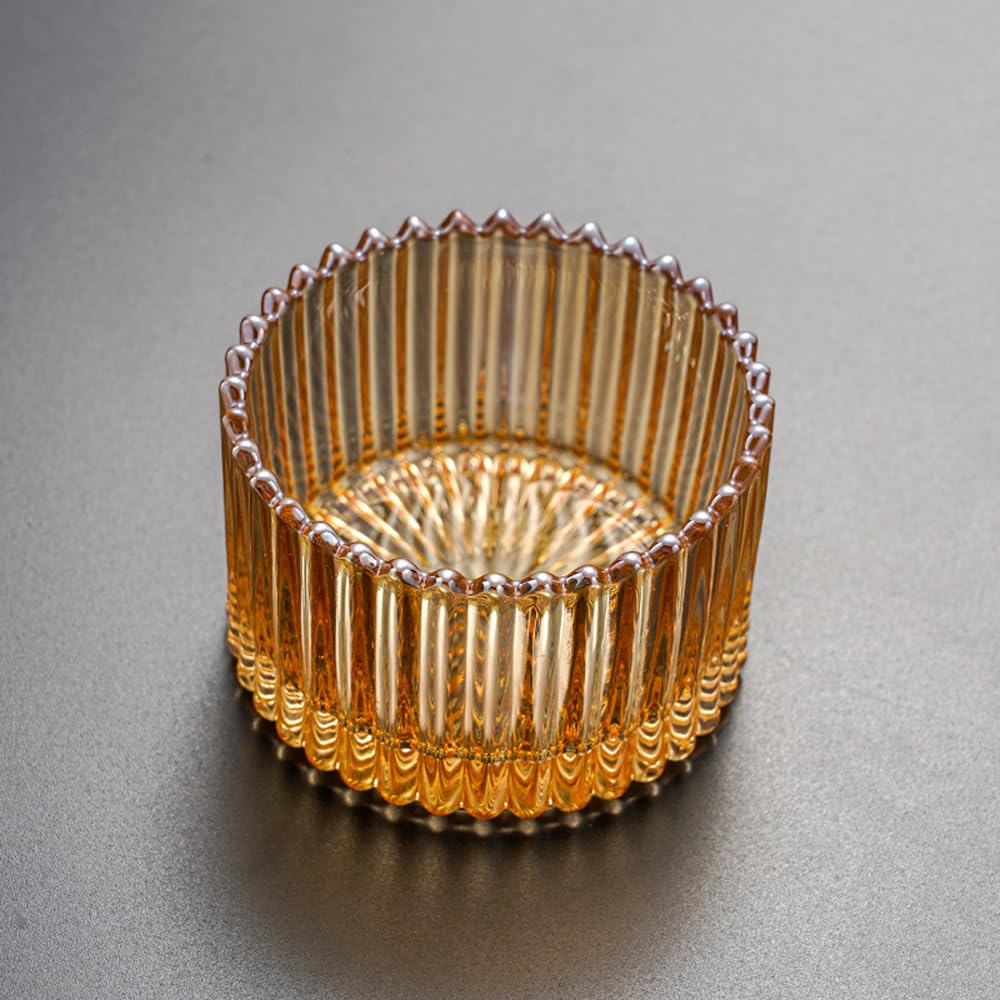 ZUOLUO Amber Crystal Glass Jewelry Box, Jewelry Jar with Lid, Jewelry Dish Jewelry Tray Ring Holder, Jewelry Organizer Holder for Rings Bracelets Necklaces Pendants, Storage Jar for Tabletop (D)