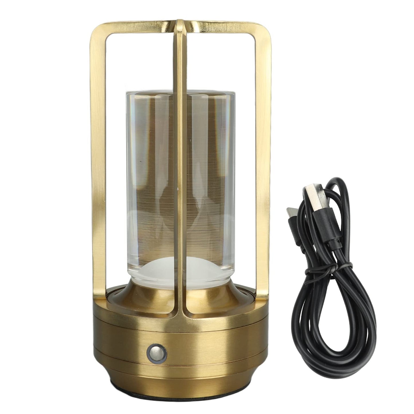 Pyhodi Table Lamp, 3 Colors Stepless Dimming LED Bedside Lamps with Touch Sensor, Portable Rechargeable Touch Lamp with Crystal Lampshade, Universal USB Charging for Bedroom,Study (Gold)
