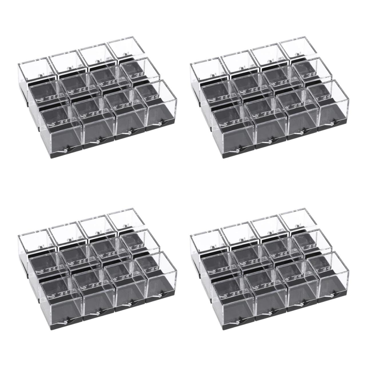 Cabilock 48 Pcs Mineral Specimen Rock Display Case Storage Boxes with Lids 5.51X1.37X1.37In Clear Display Cases for Rock Crystal Collection Organizing and Science Education