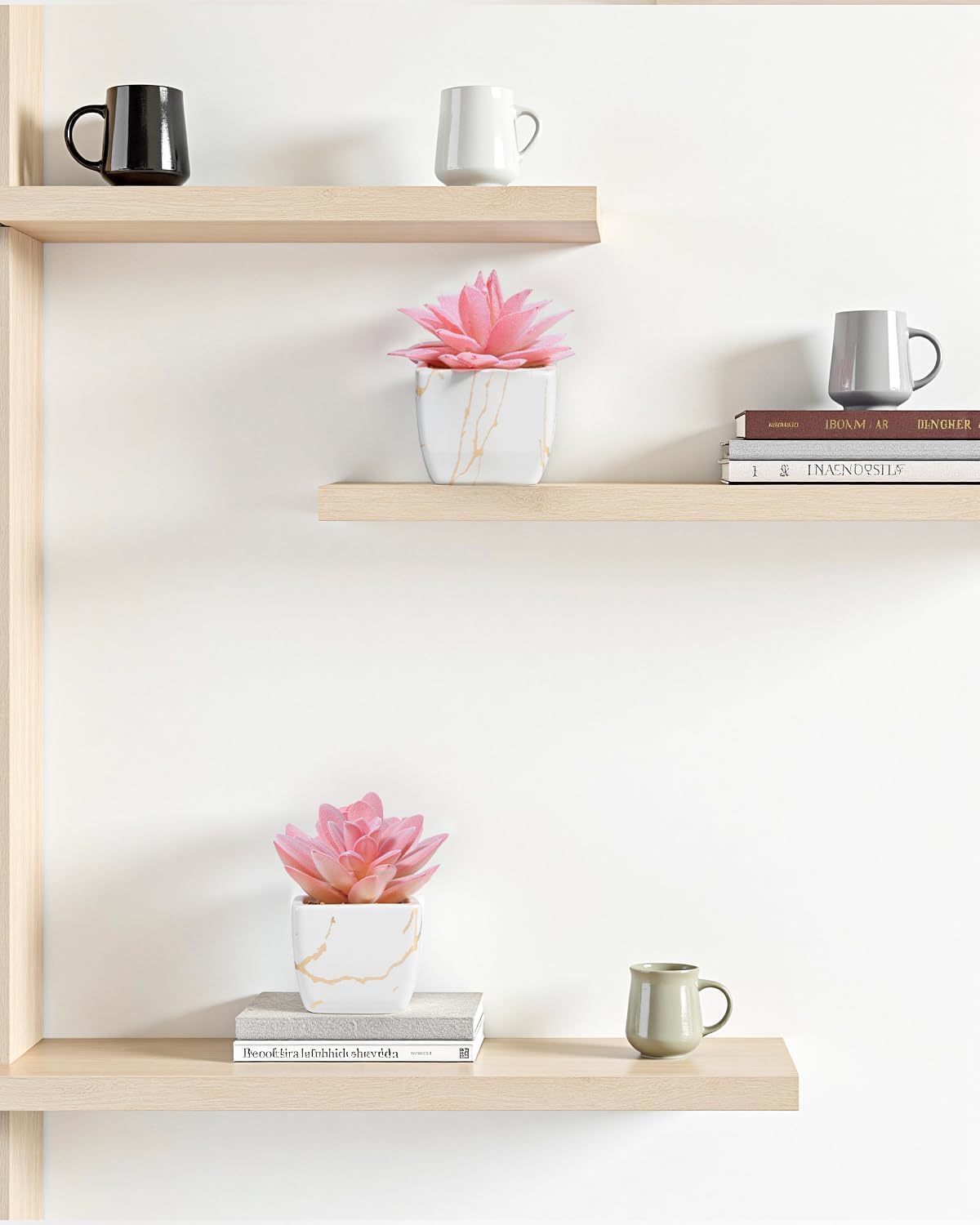 Taybonds Artificial Succulent in 4PCS White Ceramic Pot, Small Fake Succulents Plants for Office and Desk Decor,Bathroom, Bedroom, Shelves, Vanity for Women