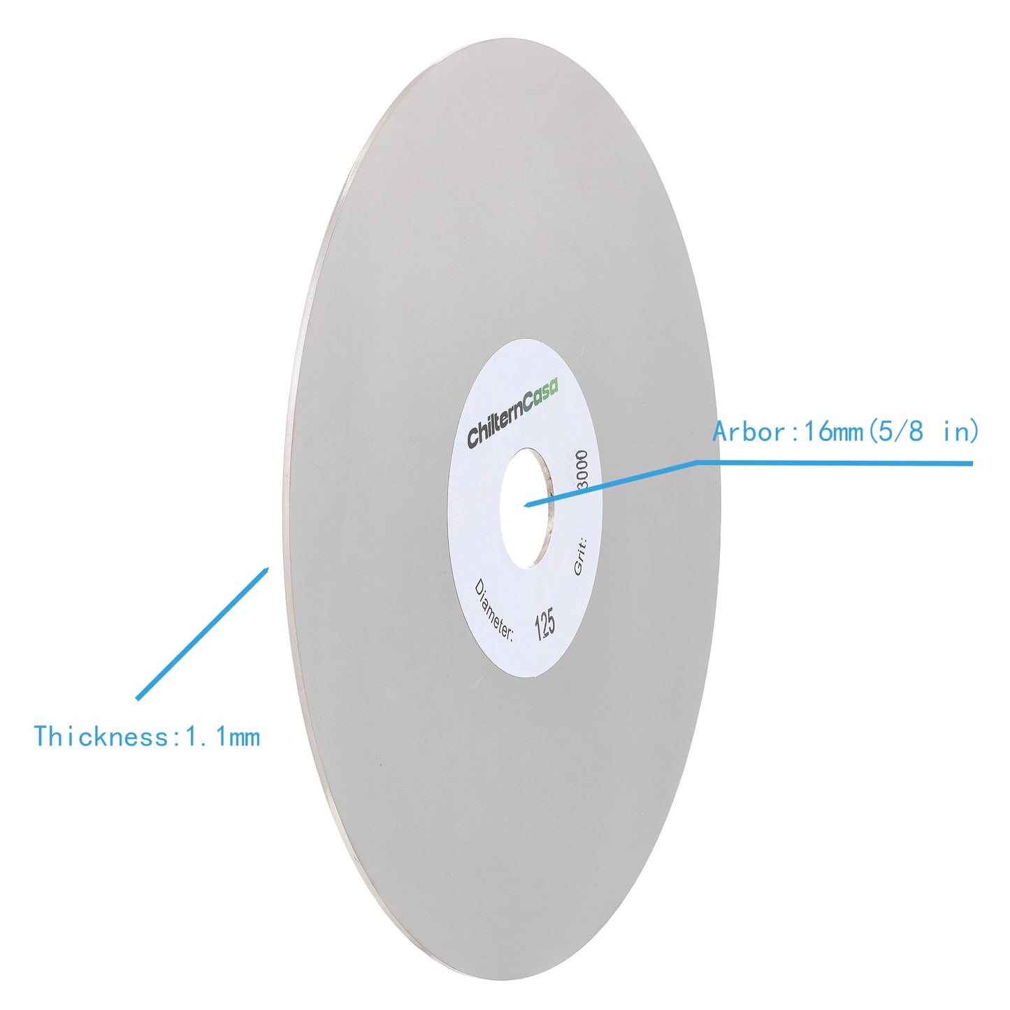 ChilternCasa 5 Inch Diamond Flat Lap Disc,Grinding Wheel 5" × 5/8" Arbor Hole Sanding Discs for Tile,Tungsten,Rock - 3000 Grit