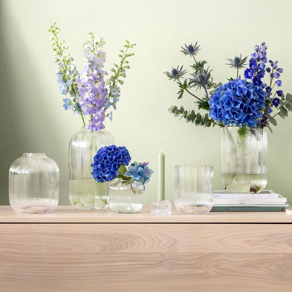 Villeroy & Boch Fleur Vase 4.25 in Clear, Dishwasher Safe, Small Table Vase, Floral Design, Decorative Glass, Mouth-Blown, Home Decor