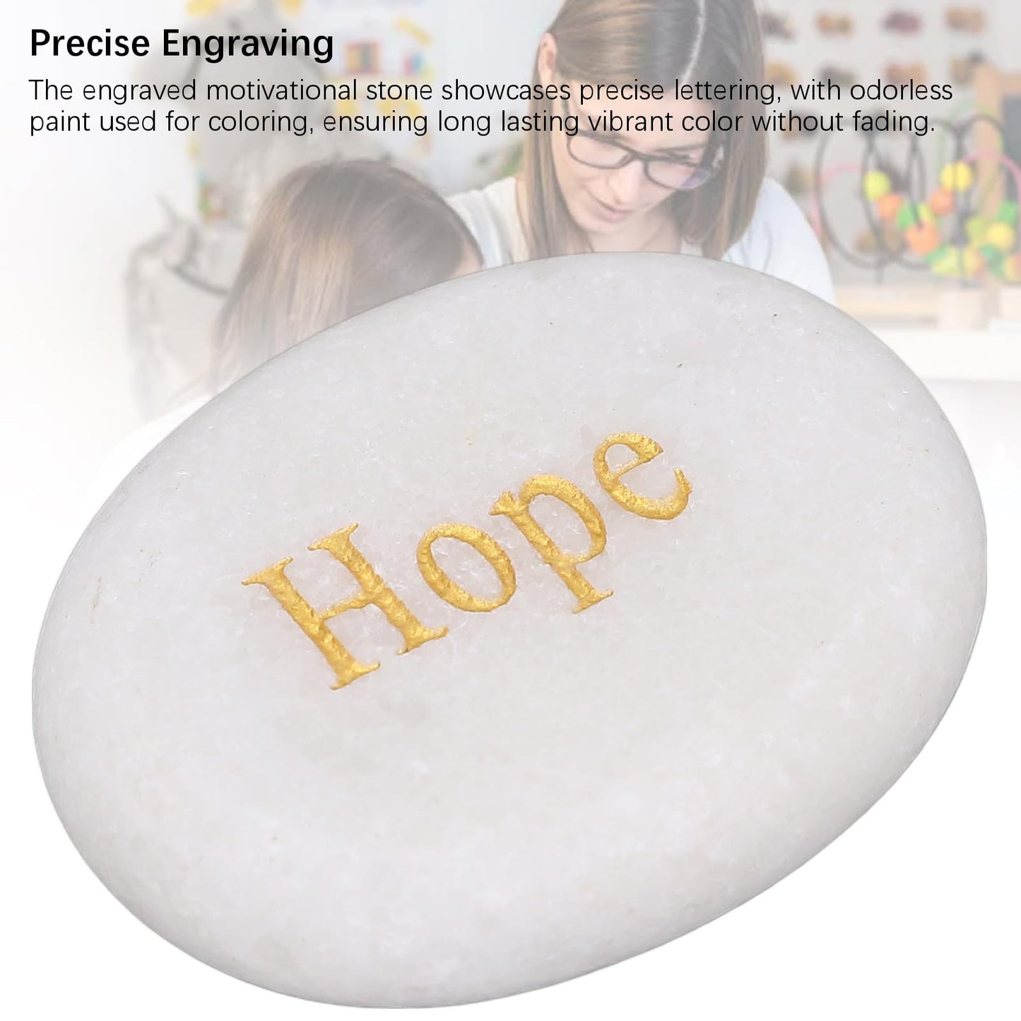 TOPINCN Engraved Inspirational Stone, Encouragement Motivational Marble, 3 Different Words Faith Rocks, Garden Stones, Meditation Amulets for Home Decor and Gifting, Palm Sized
