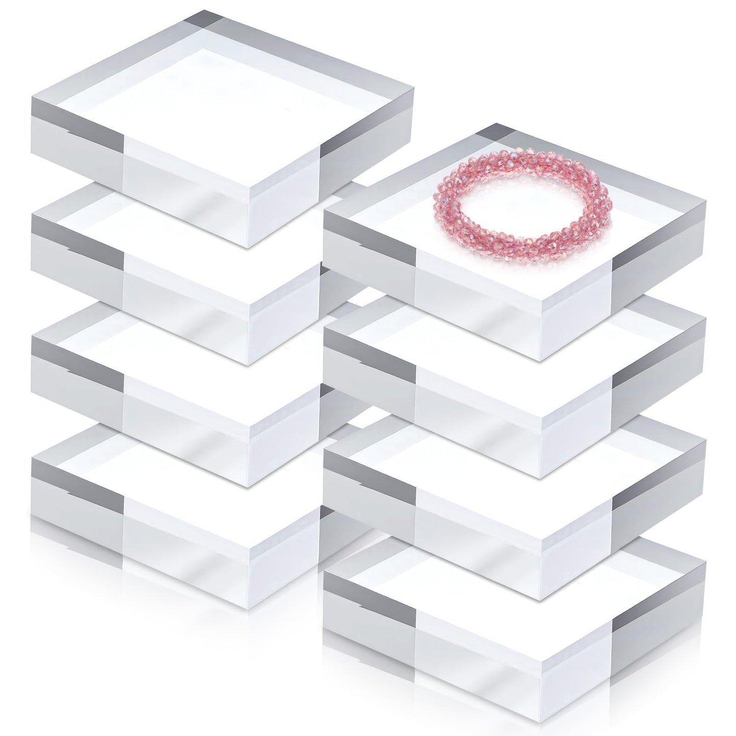 8 Pcs Acrylic Blocks for Display, Clear Solid Square Acrylic Bases Stand
