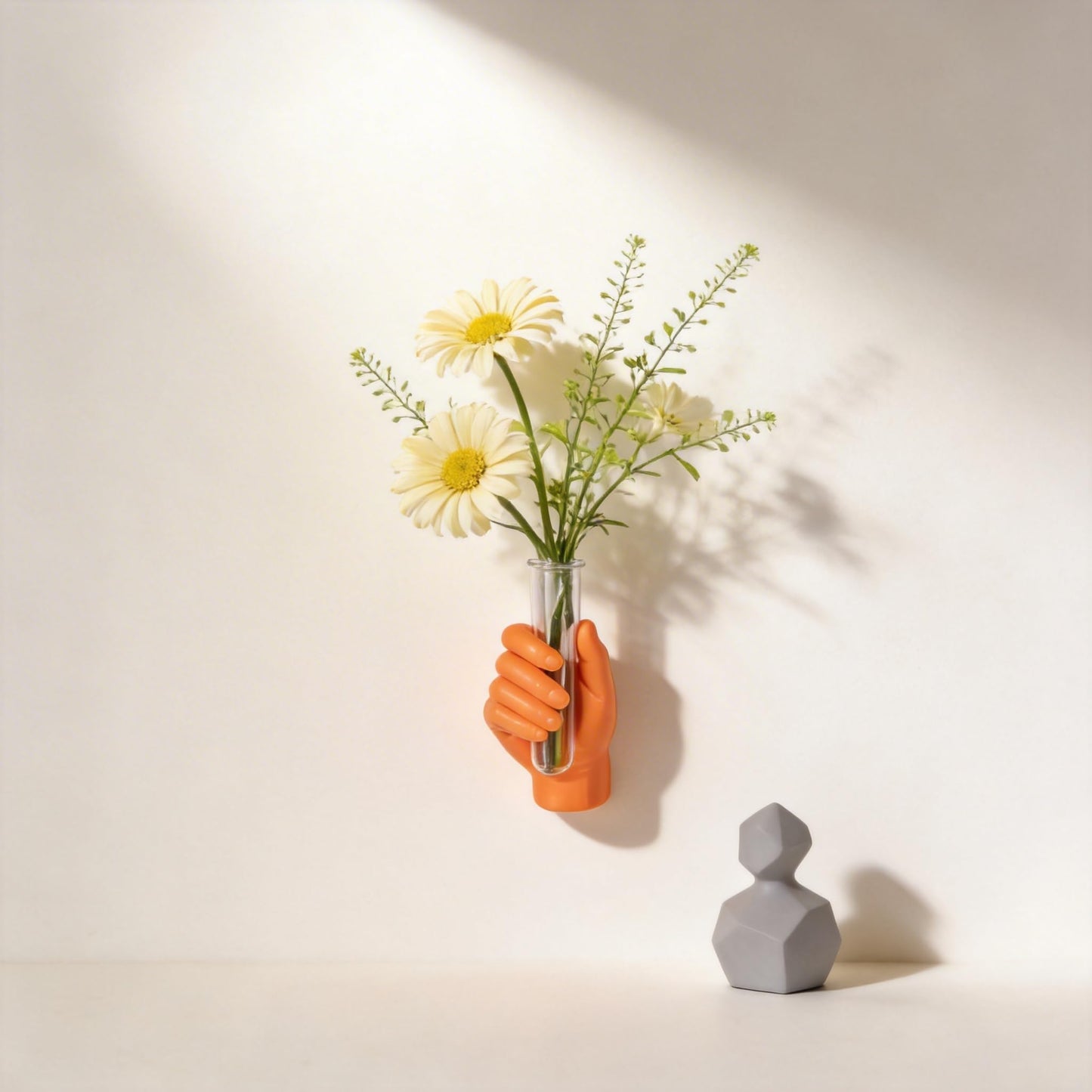 Orange Hand Shaped Wall Vase, Modern Creative Wall Vase, Unique Art Decoration, Stylish Home Decor for Living Rooms, Bathrooms, Patios, Entrances, and Office Decor.