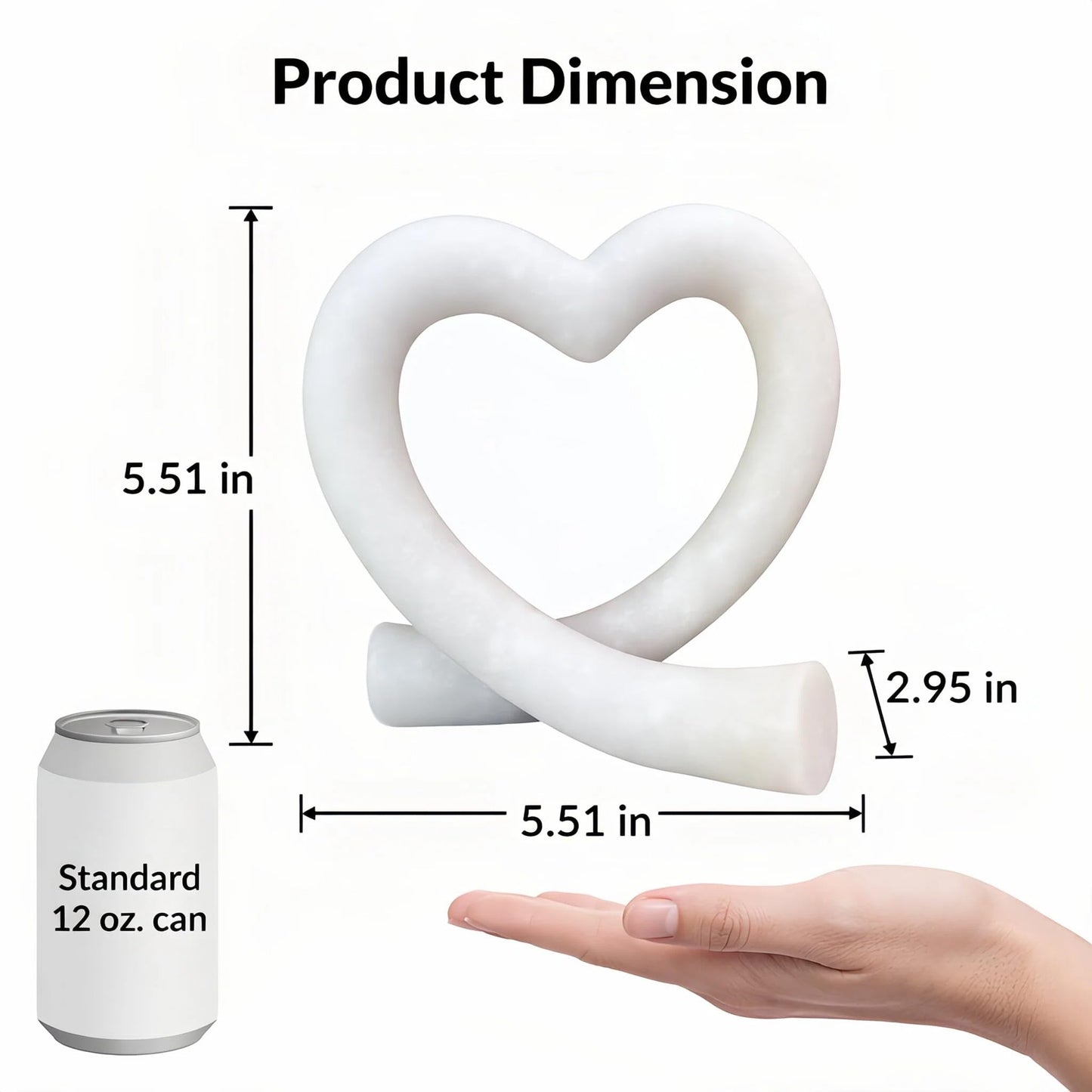 Lescafita Imitation Marble White Heart Decor Sculpture, Elegant Love Heart Statue Minimalist Modern Home Decor for Living Room Shelf Desk Coffee Table, Wedding Gift