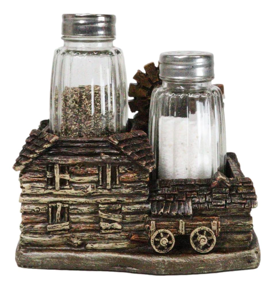 Ebros Gift Country Western Farmhouse Barn With Windmill And Wagon Salt And Pepper Shakers Holder Figurine Set Rustic Ranch Decor Sculpture