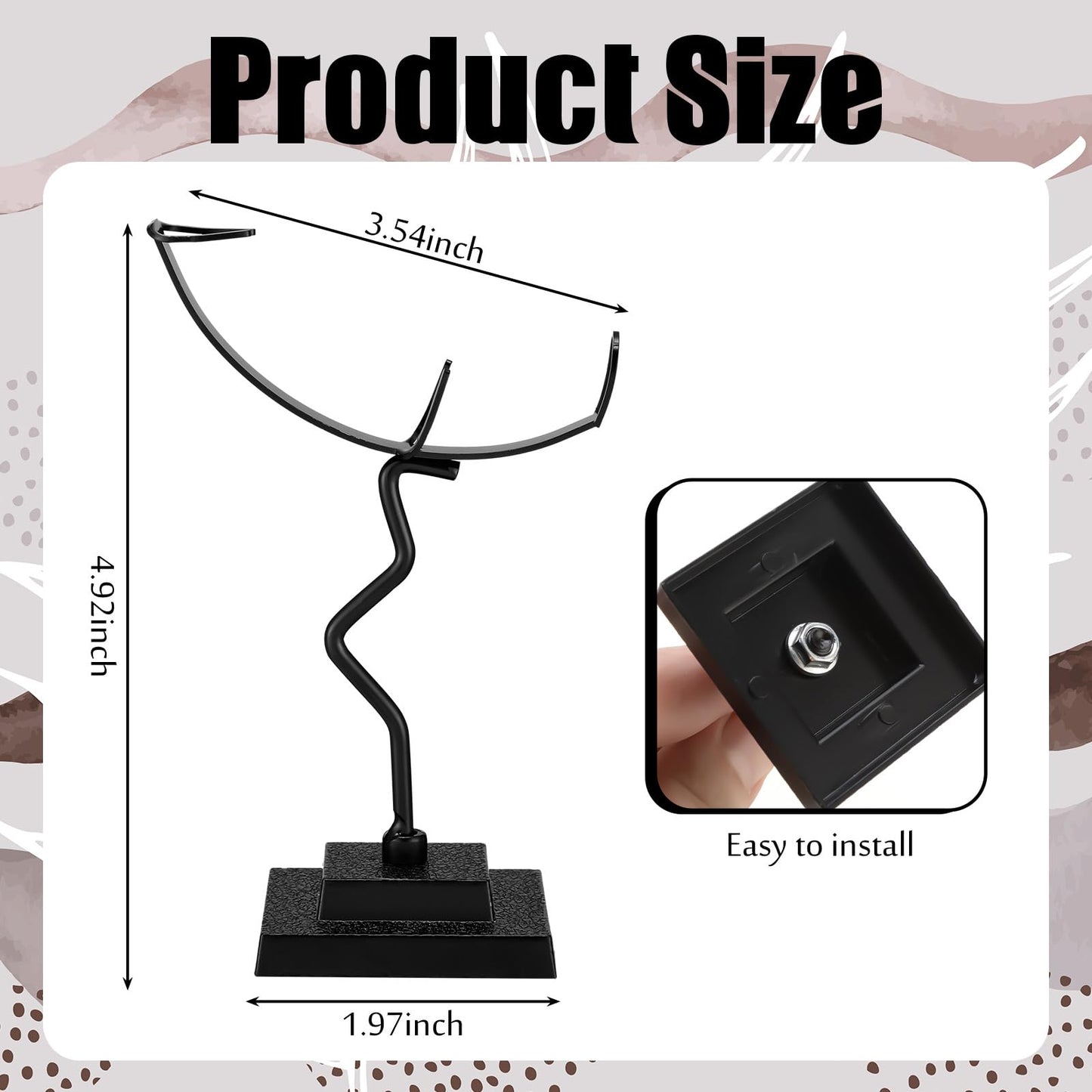 BrightRow 2 Pcs Moon Crystal Holder Rock Display Stand Moon Shaped Crystal Display Gemstones Holder Metal Rock Stands with Base for Gemstones Mini Balls Geodes Mineral Agate Home Office Decor (Black)