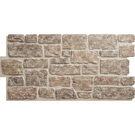 EverStone Cobblestone Faux Stone Panel, 48"W x 23 3/4"H x 1 1/8"D, Flintstone Color