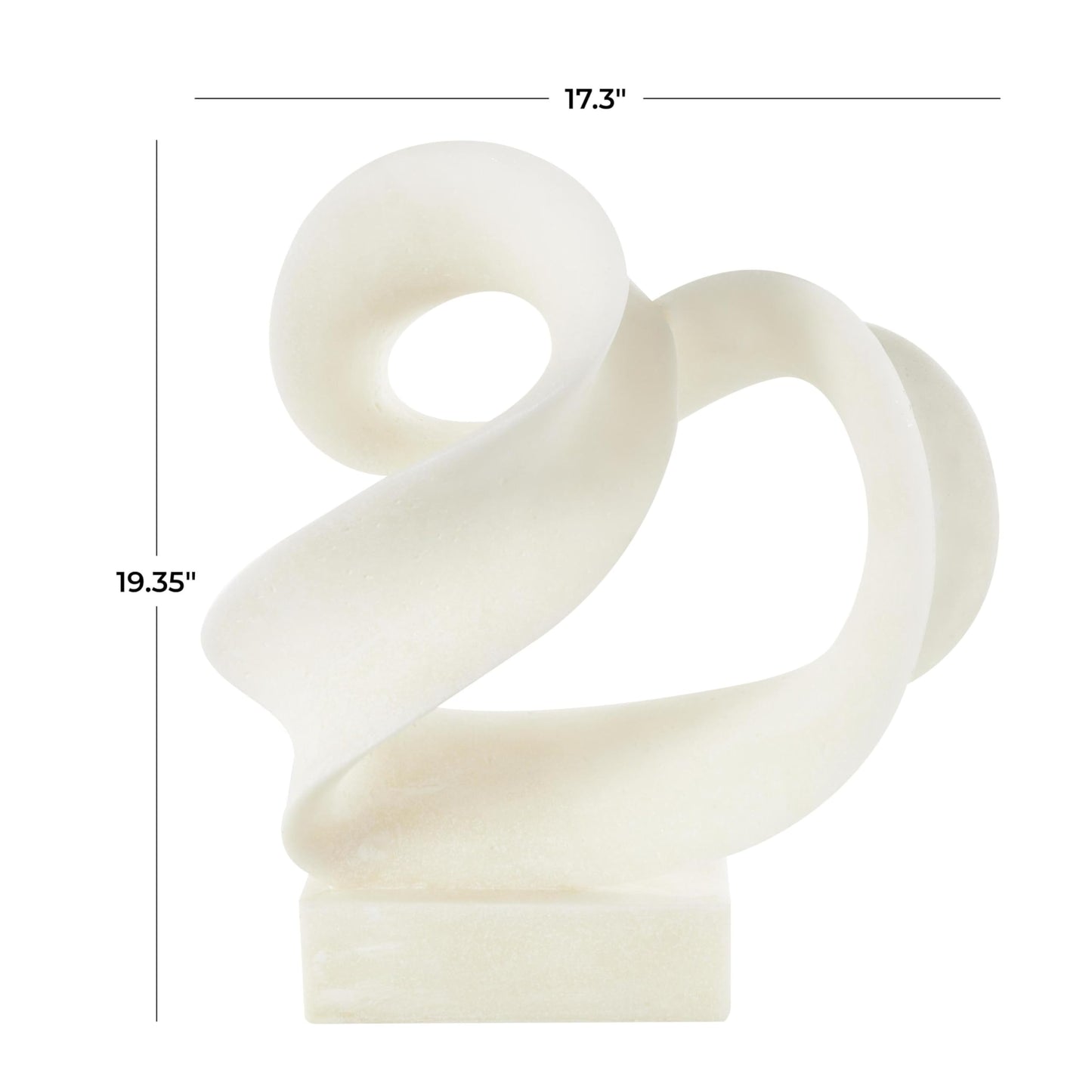 Deco 79 Polystone Abstract Decorative Sculpture Twisted Wave Home Decor Statue with Elevated Base, Accent Figurine 17" x 11" x 19", White