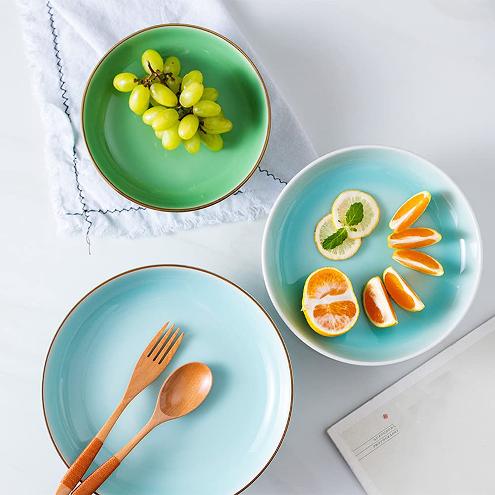 Kelendle Ceramic Footed Bowl Round Pedestal Bowl Decorative Fruit Dish Holder Dessert Display Stand for Kitchen Counter Centerpiece Table Decor Serving Fruit Tray